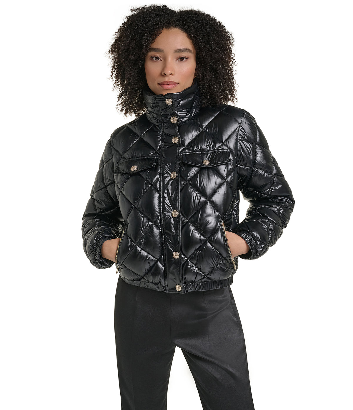 CROPPED LOGO BUTTON PUFFER VIEW 2