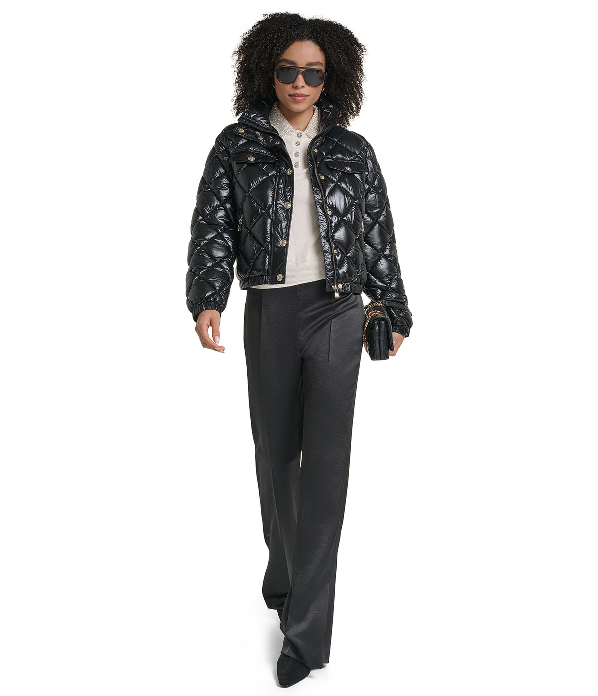 CROPPED LOGO BUTTON PUFFER VIEW 5