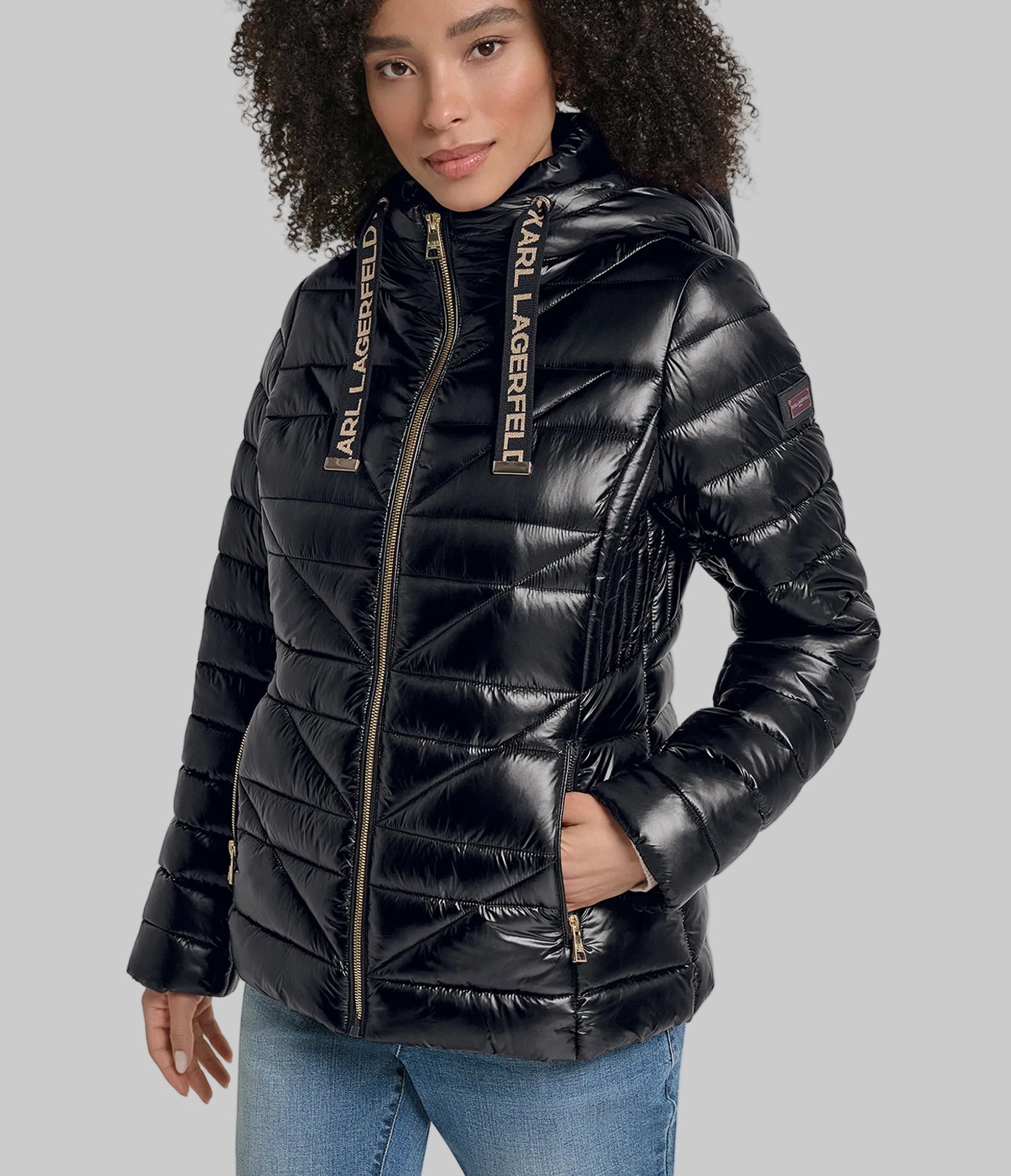 SHORT PUFFER JACKET WITH LOGO VIEW 1