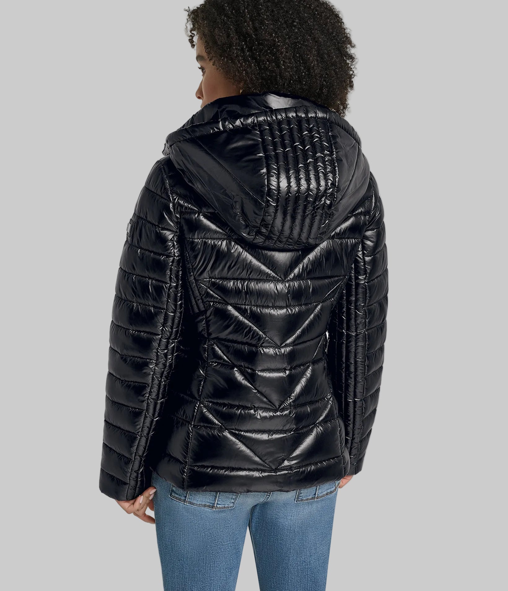 SHORT PUFFER JACKET WITH LOGO VIEW 2