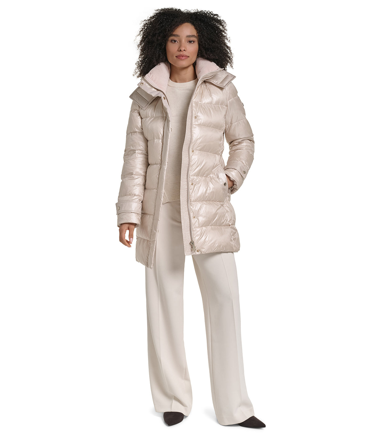 CONTRAST BELTED SHORT PUFFER VIEW 5