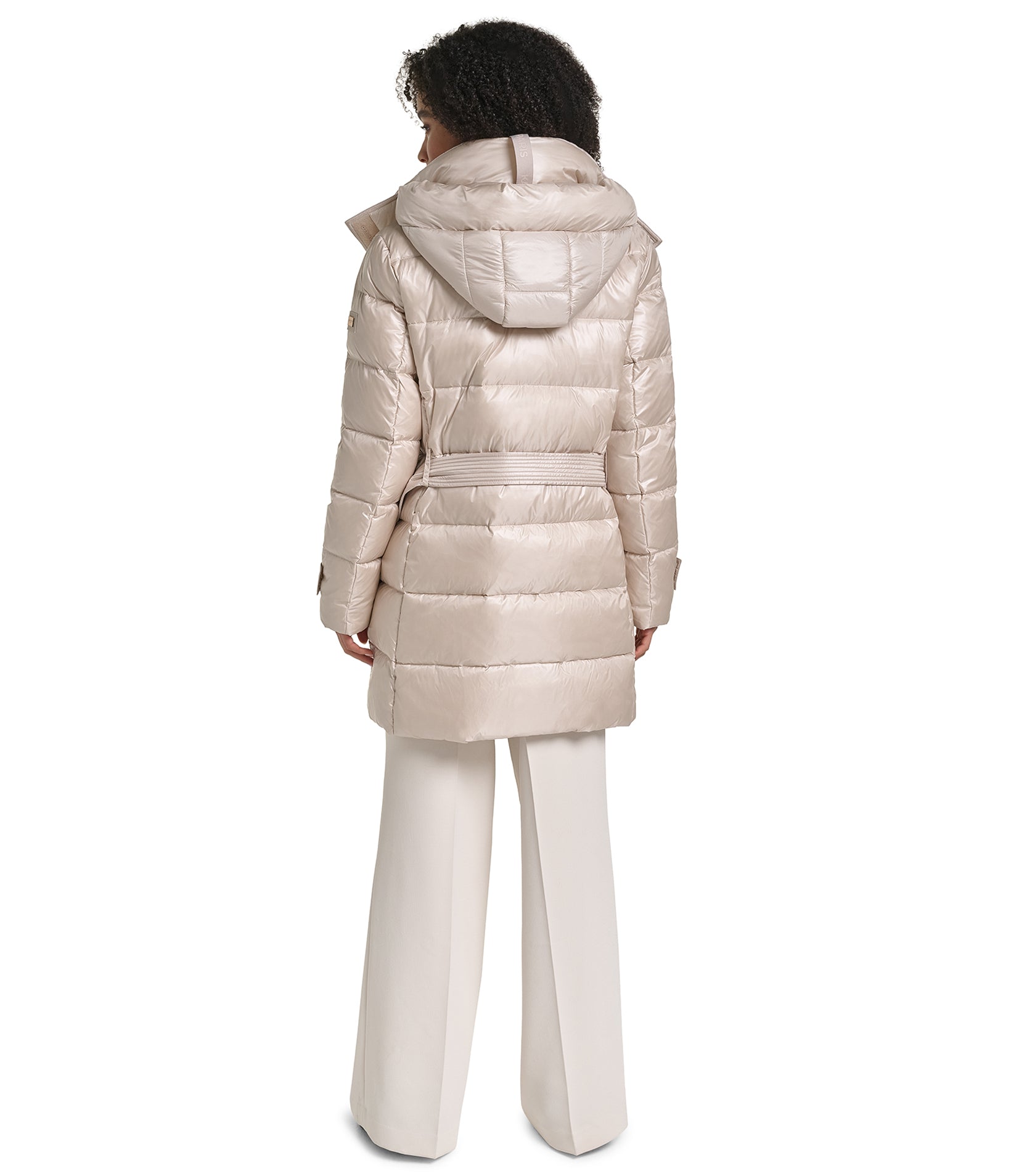CONTRAST BELTED SHORT PUFFER VIEW 6