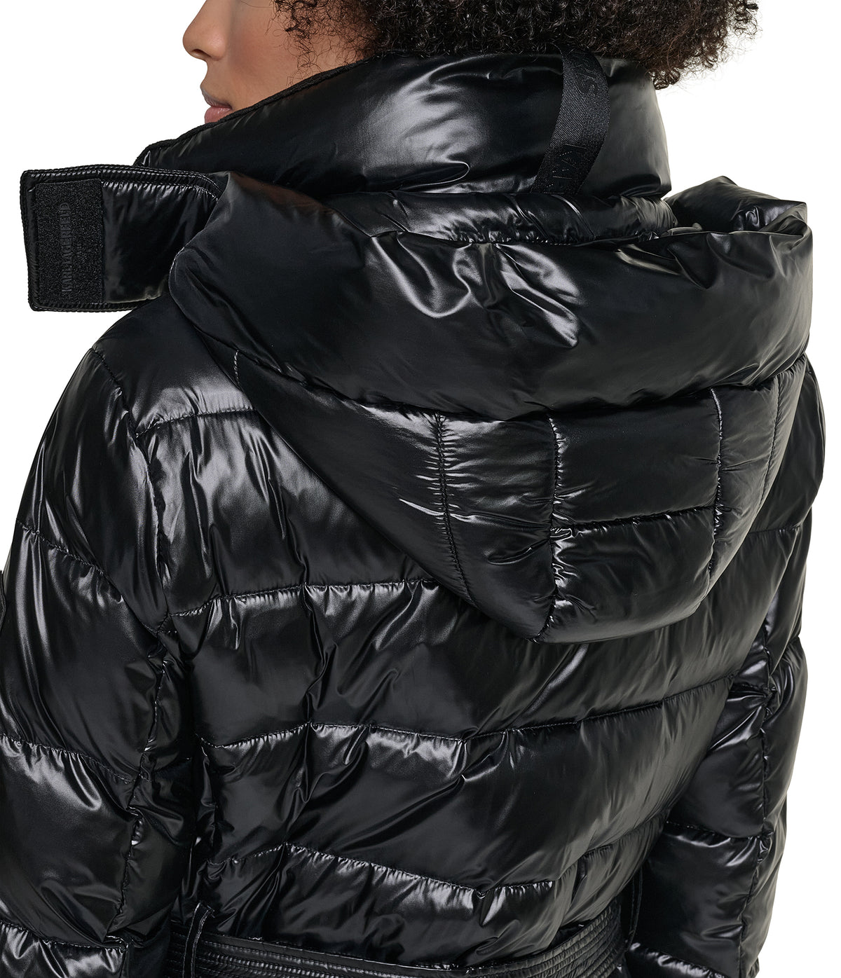 HOODED BELTED HYBRID DOWN PUFFER VIEW 7
