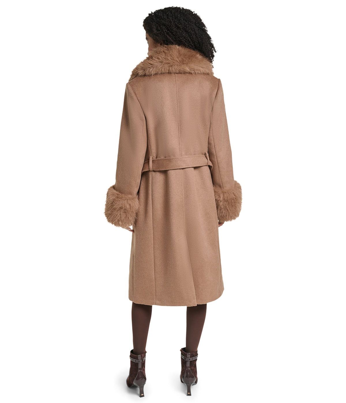 WOOL COAT WITH FAUX FUR COLLAR CUFFS VIEW 2