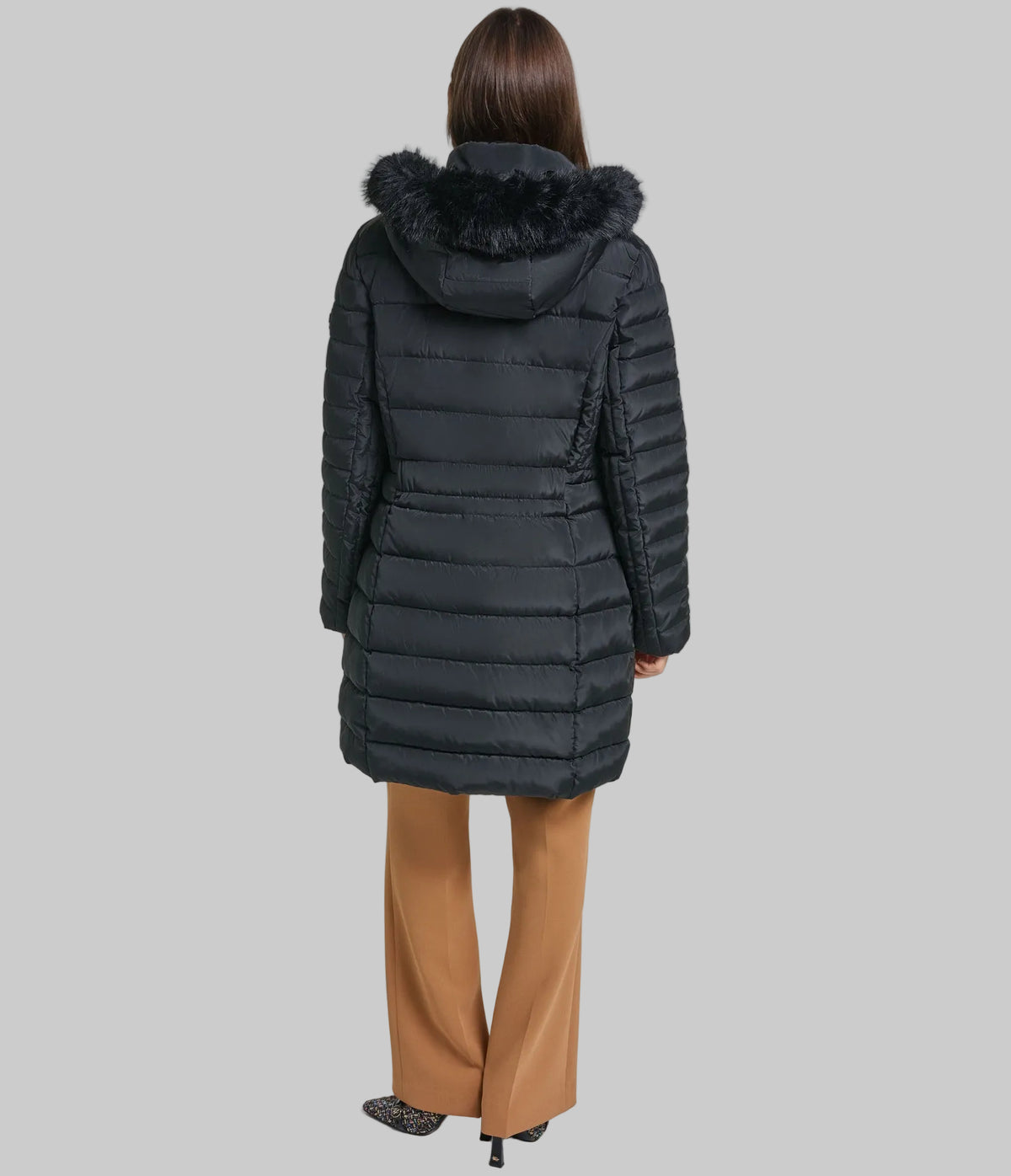 FAUX FUR HOODED MIDI PUFFER VIEW 6