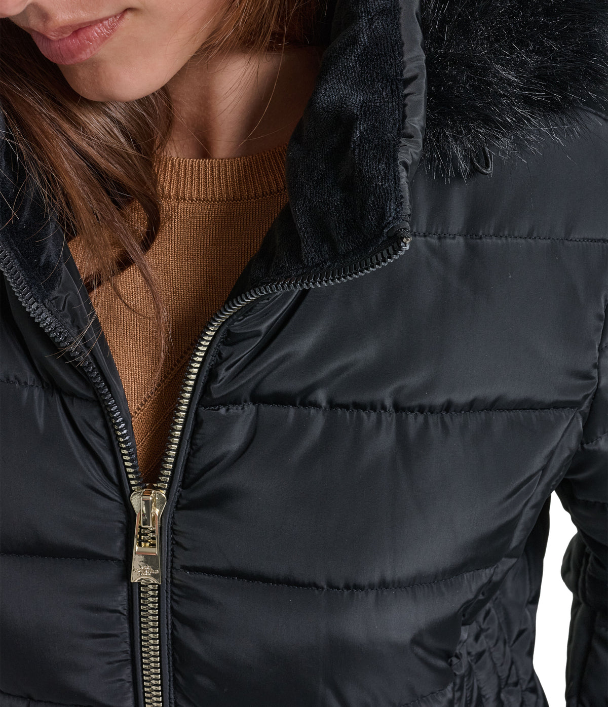 FAUX FUR HOODED MIDI PUFFER VIEW 8
