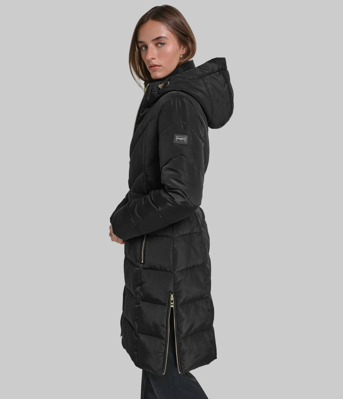 HOODED BELTED MIDI PUFFER VIEW 4
