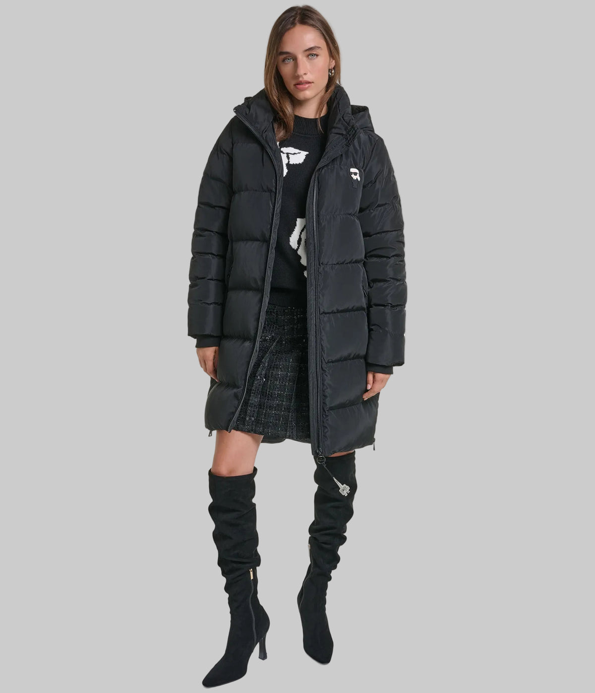 HOODED KARL MAXI PUFFER VIEW 1