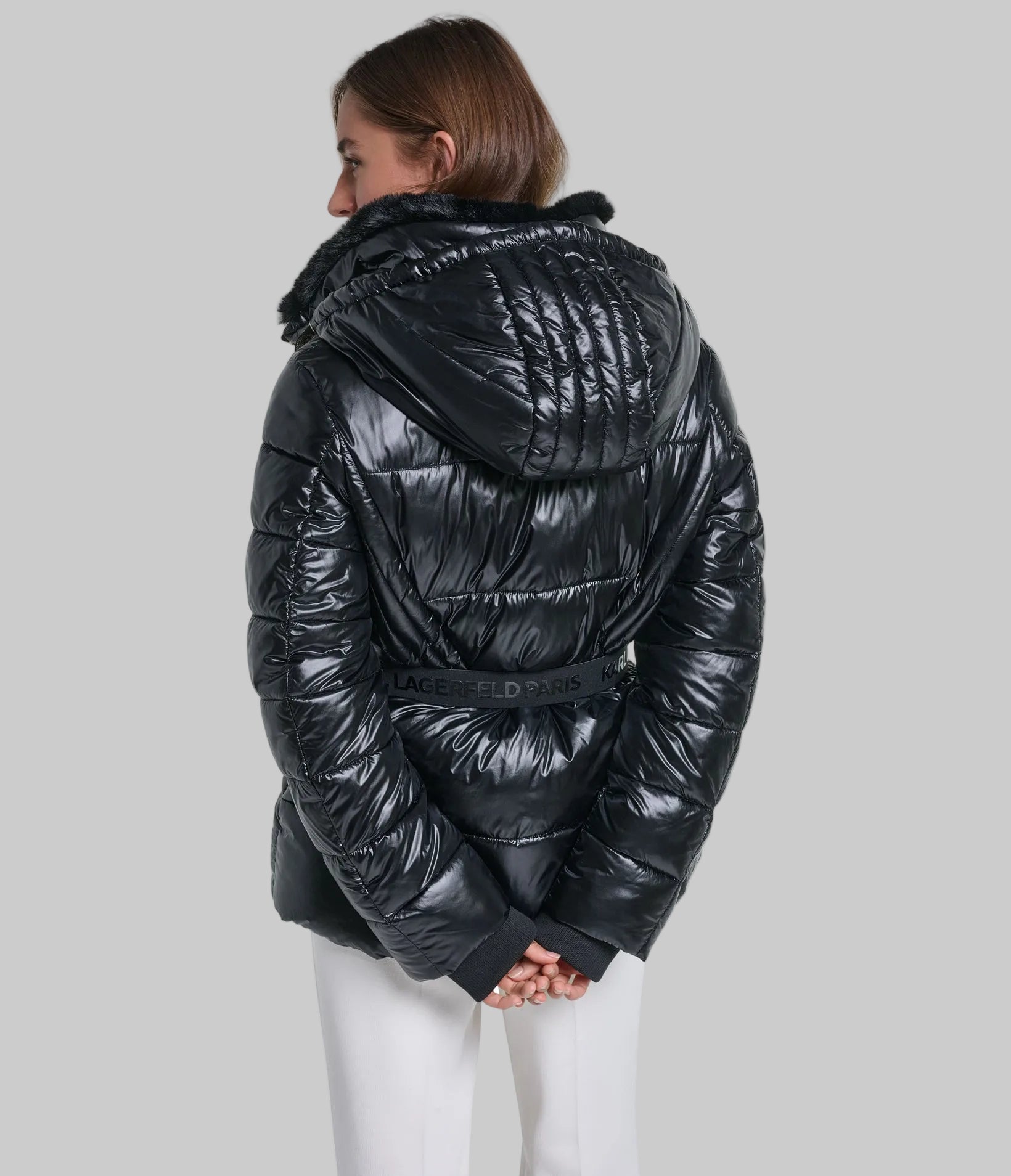 SHORT BELTED PUFFER JACKET VIEW 3
