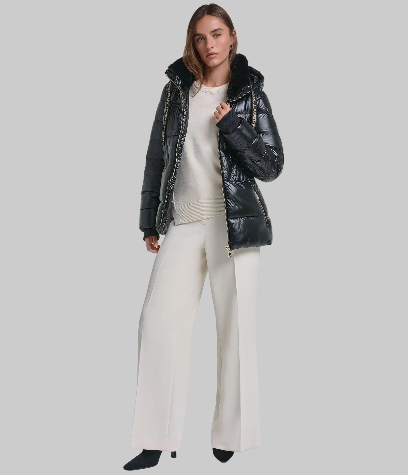 SHORT BELTED PUFFER JACKET VIEW 5