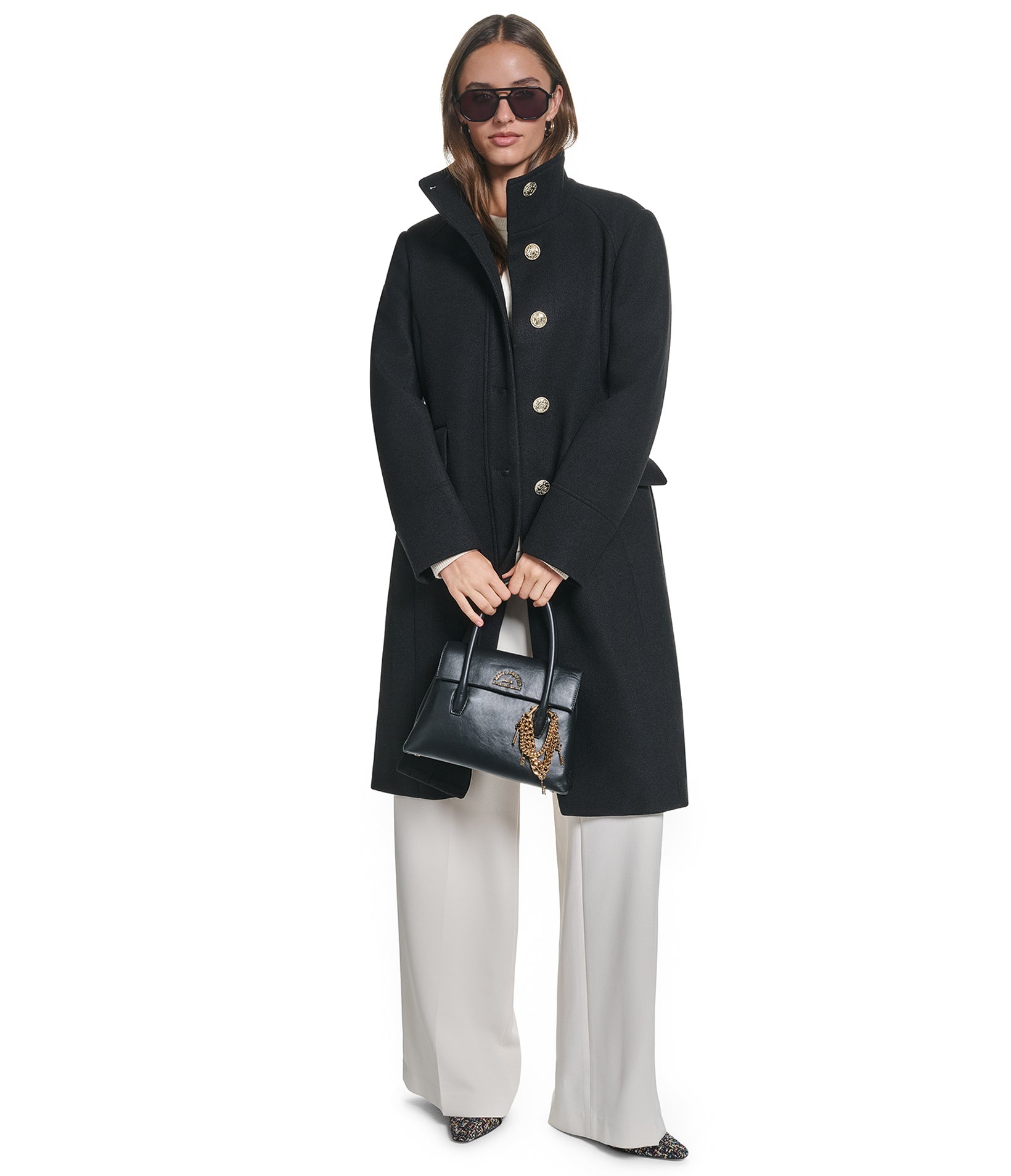 Brushed High Neck Coat | Jackets & Blazers | Karl Lagerfeld Paris