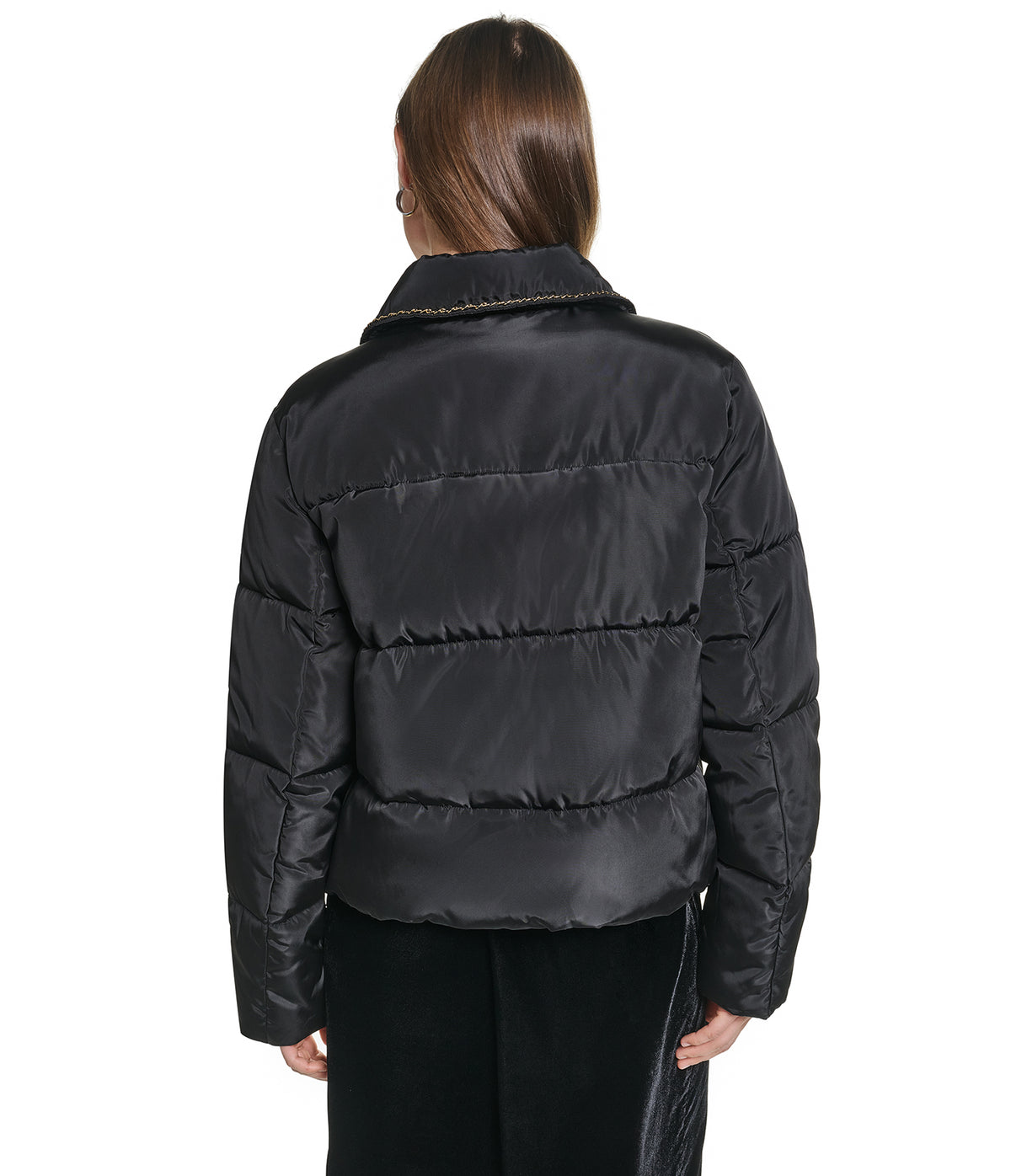 CROPPED CHAIN TRIM PUFFER VIEW 2