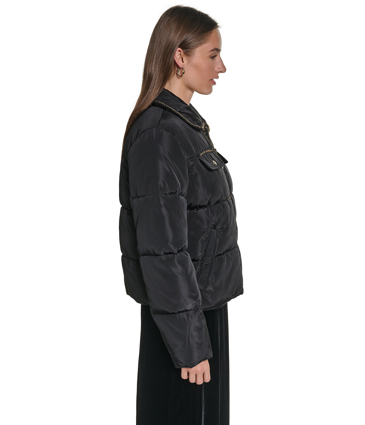CROPPED CHAIN TRIM PUFFER VIEW 3