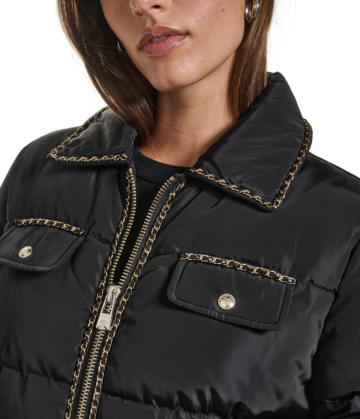 CROPPED CHAIN TRIM PUFFER VIEW 6
