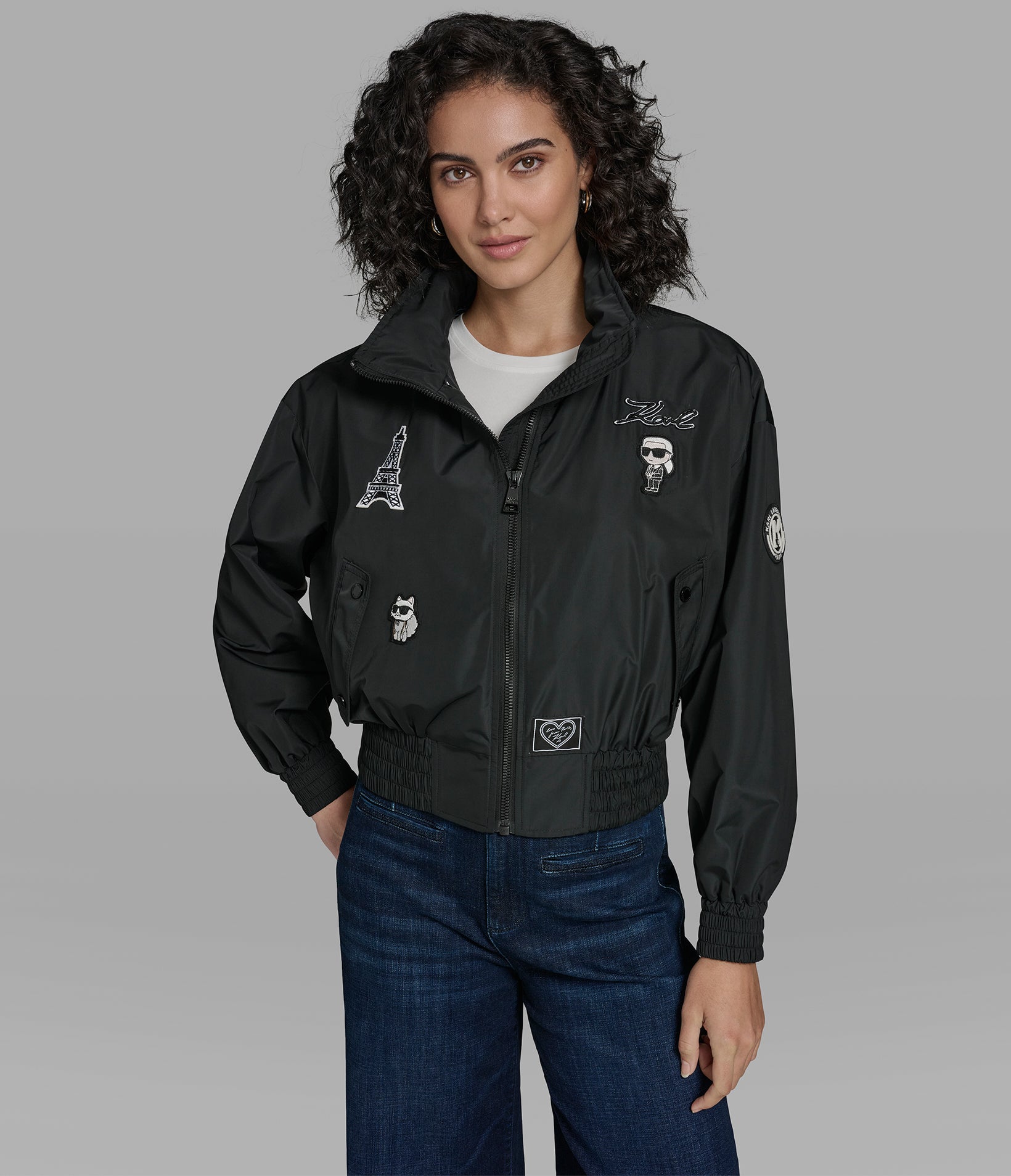 Patch Bomber Jacket | Karl Lagerfeld Paris