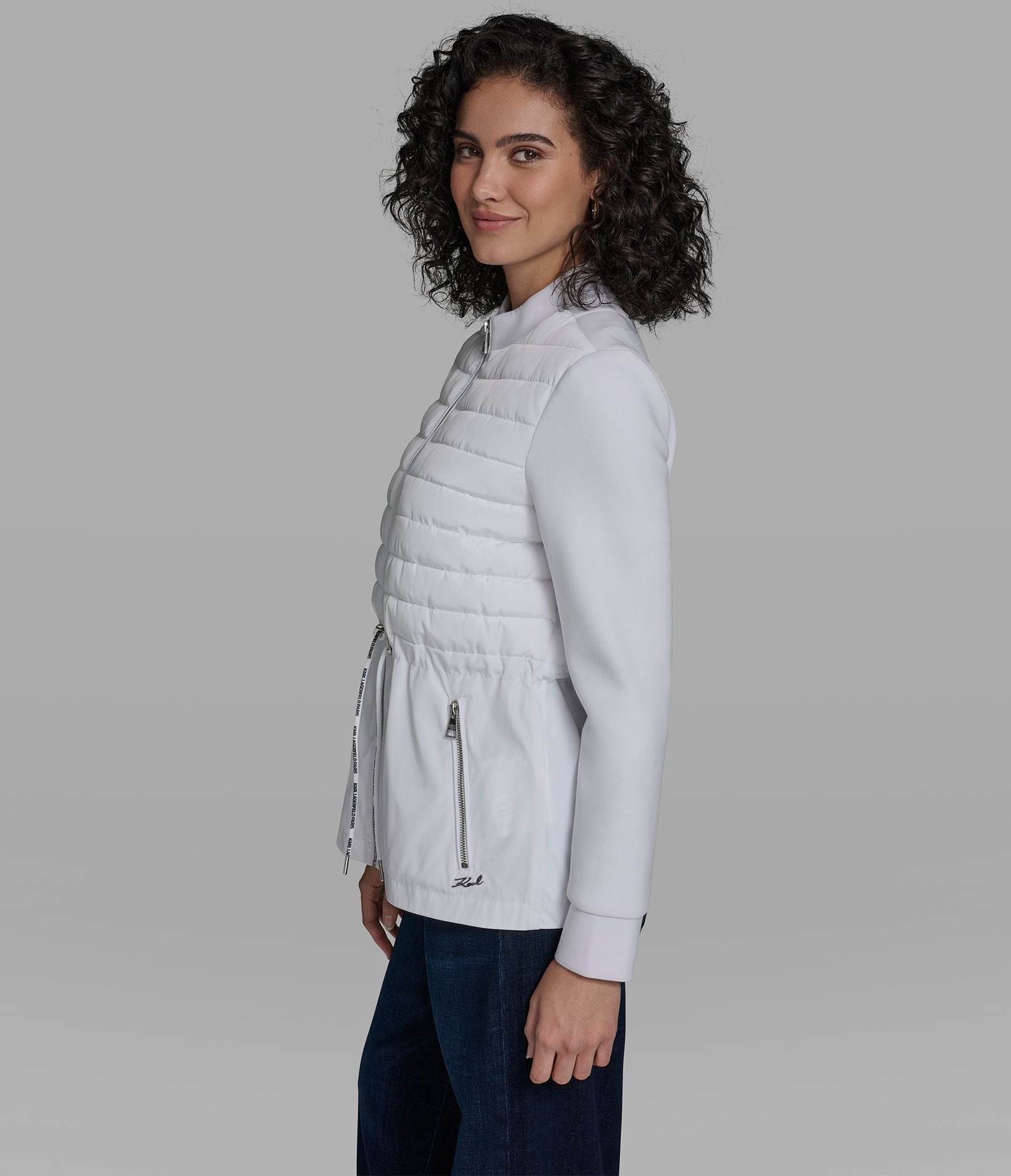 MIXED MEDIA QUILTED JACKET VIEW 3 | Jackets & Coats