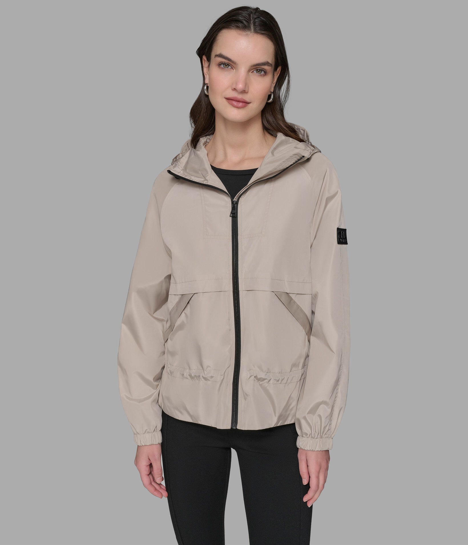 PEPLUM BOMBER WITH HOOD View 1 | Women's Clothing Sale