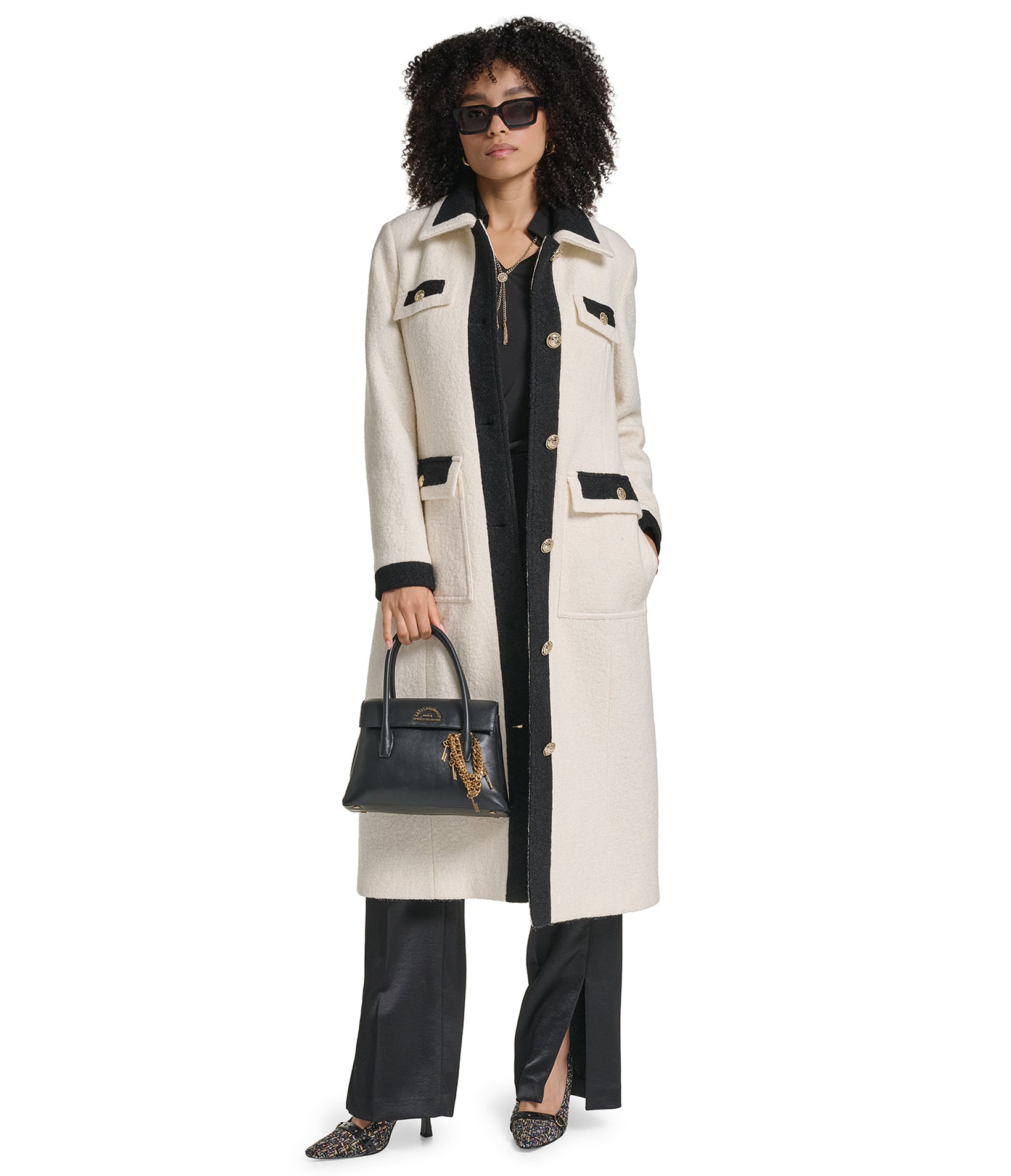 LONG COLLAR CONTRAST COAT VIEW 1