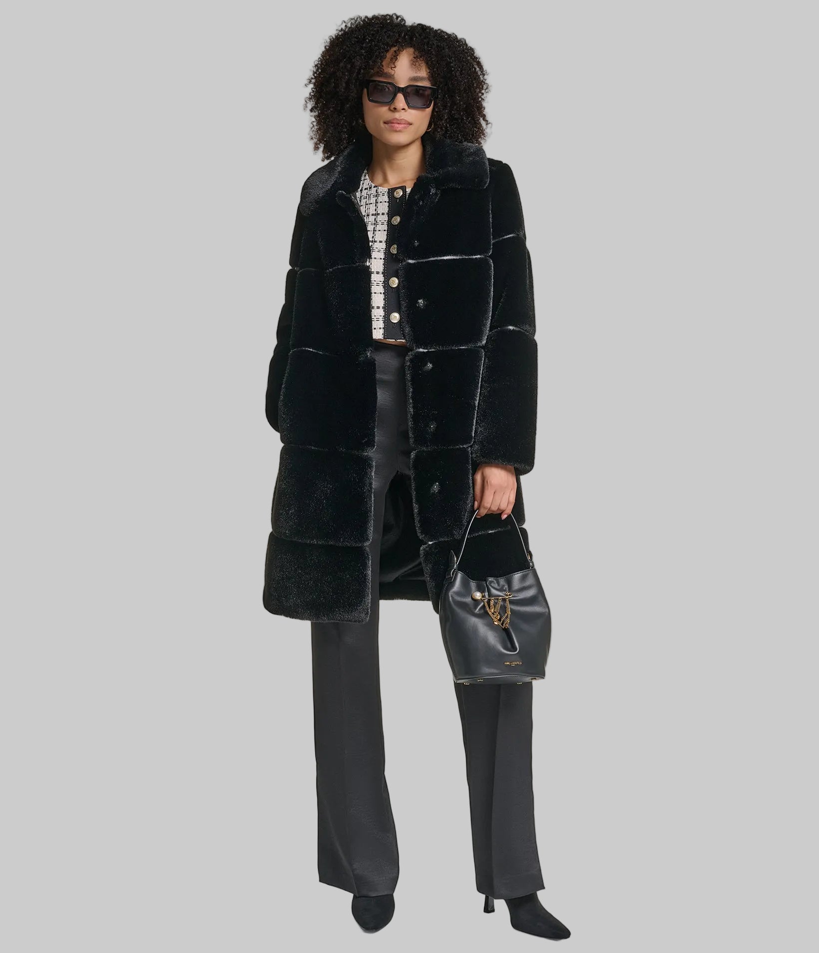 Long Faux Mink Channel Coat | Outerwear | Karl Lagerfeld Paris