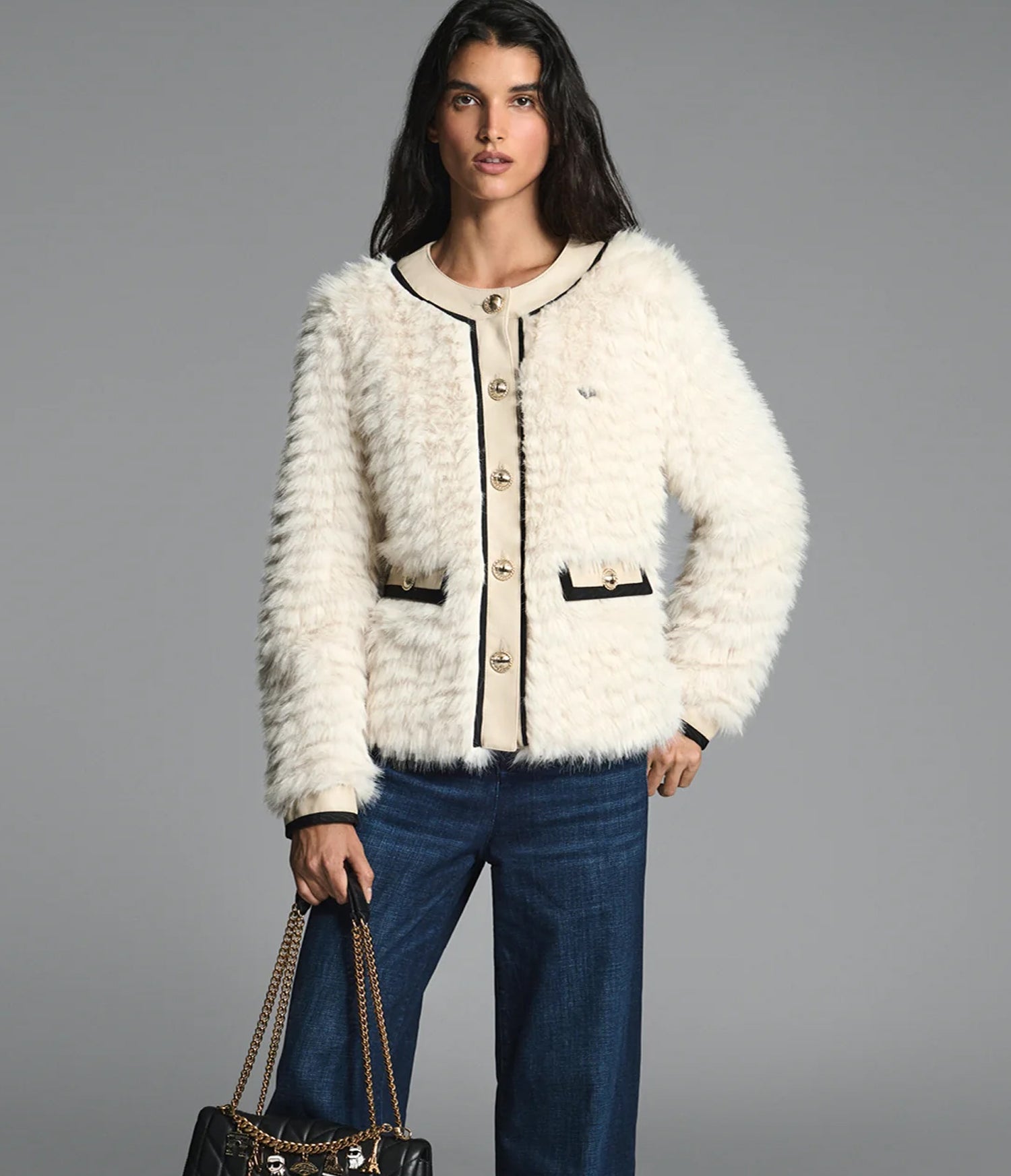 FAUX FUR CARDIGAN JACKET View 1 | Women's Clothing Sale