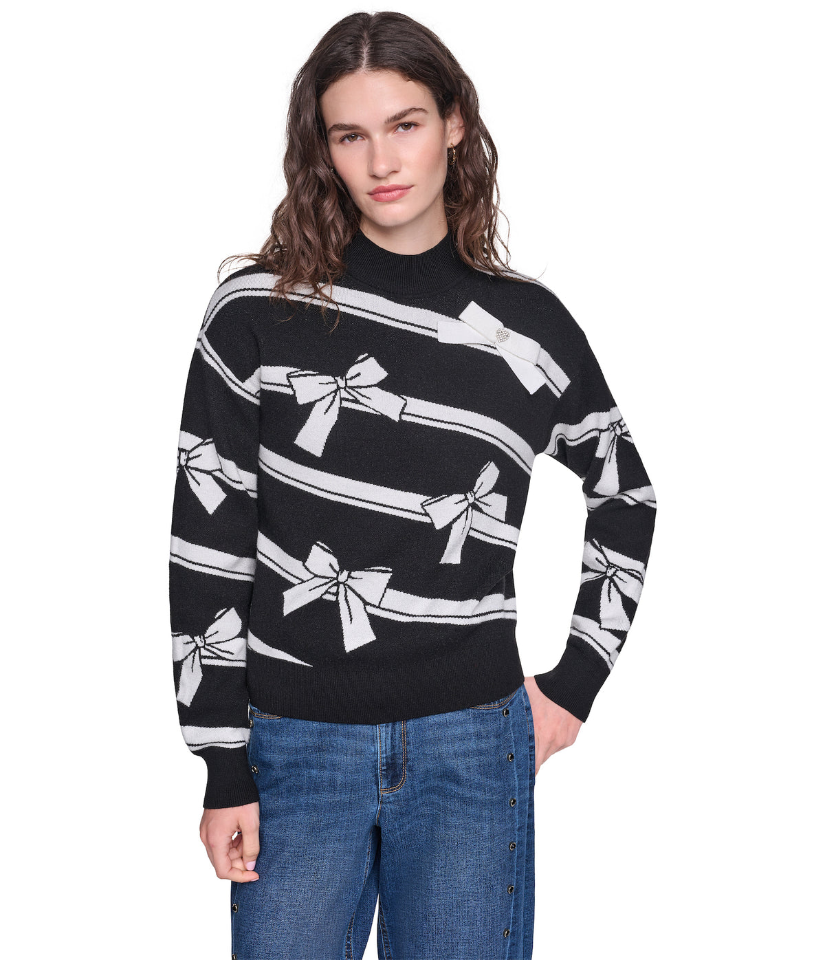 3D BOW PRINT SWEATER VIEW 1