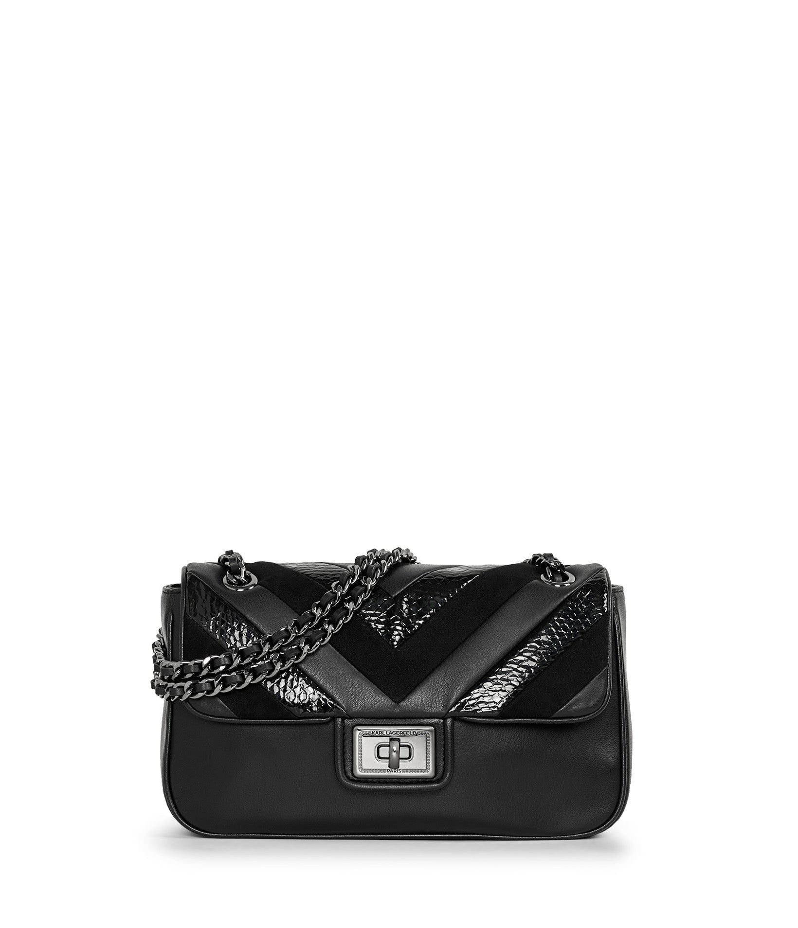 AGYNESS LEATHER AND SUEDE SHOULDER BAG | Karl Lagerfeld Paris