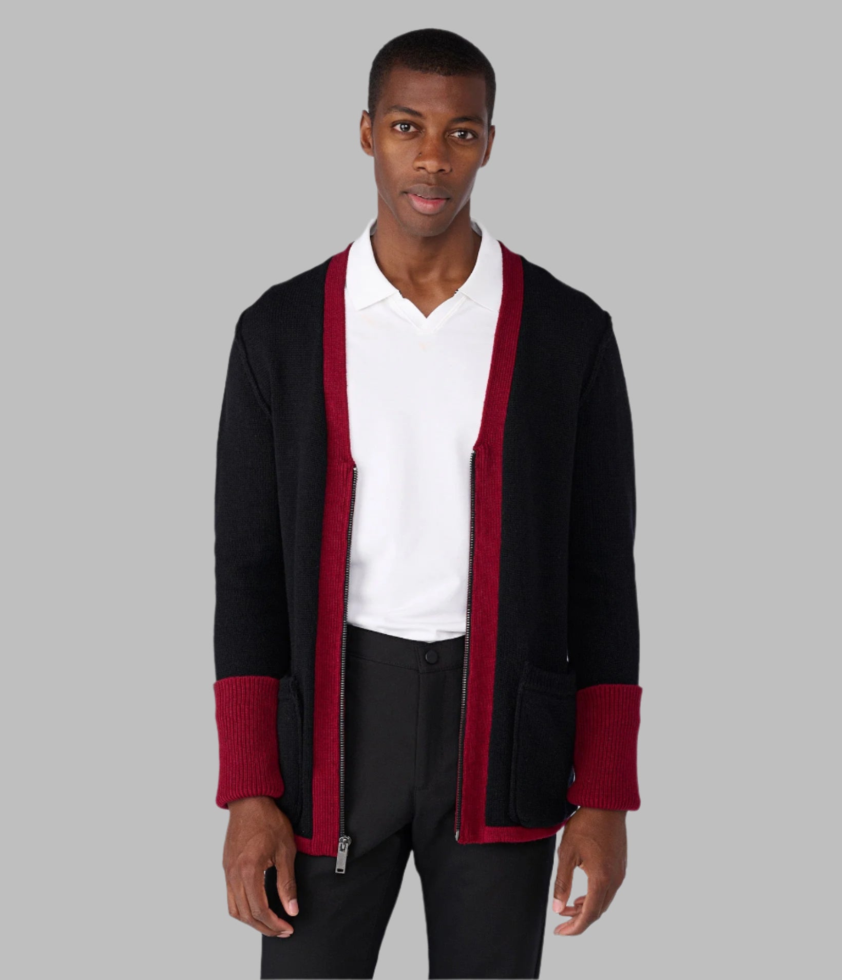 WOOL ZIP FRONT CARDIGAN VIEW 1