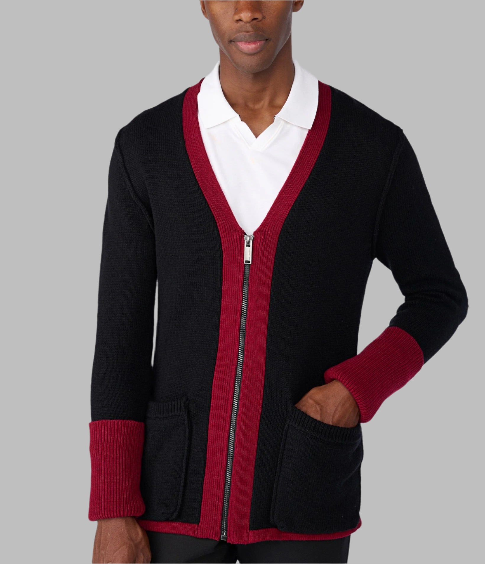 WOOL ZIP FRONT CARDIGAN VIEW 3