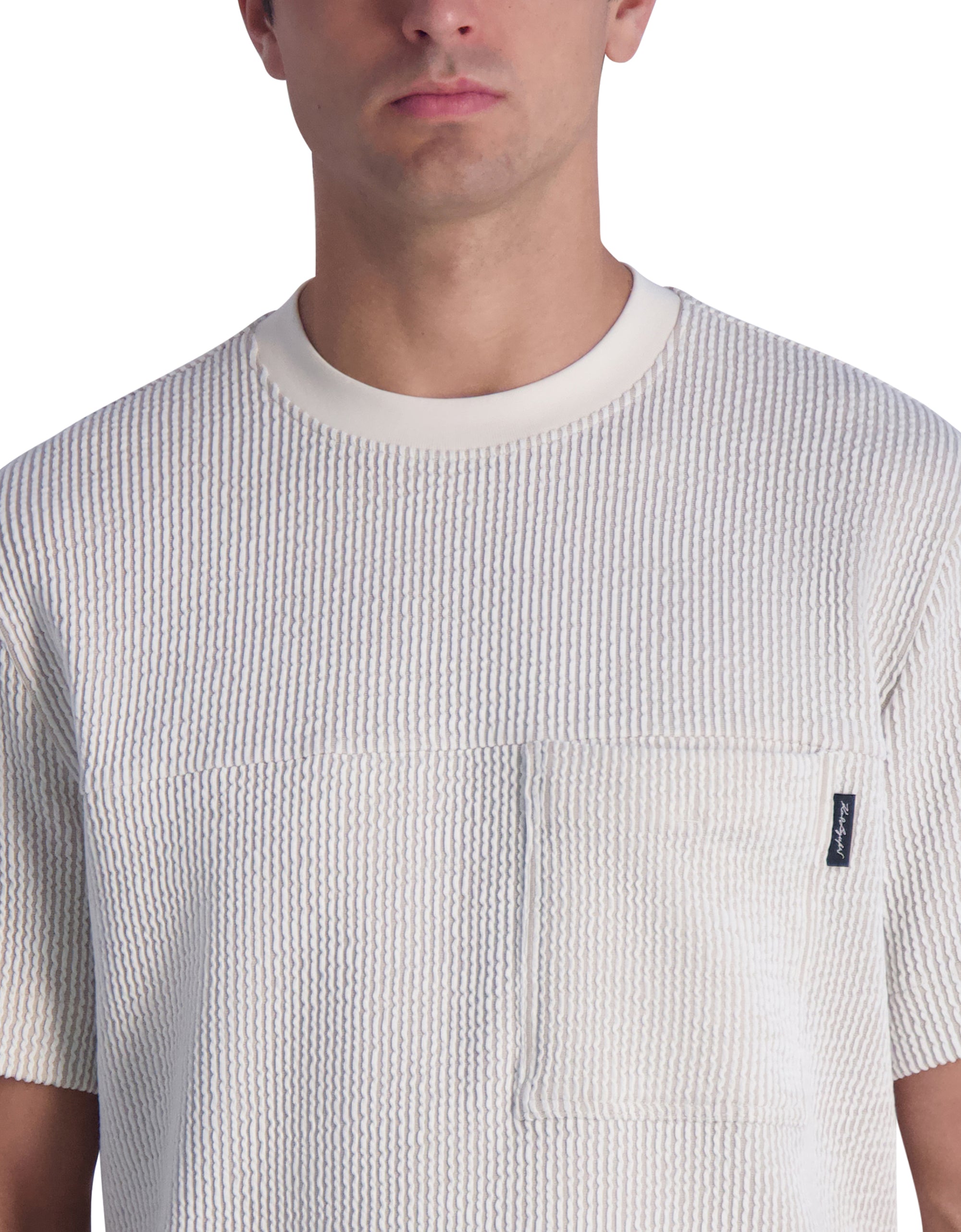 TEXTURED OVERSIZED T-SHIRT WITH CHEST POCKET