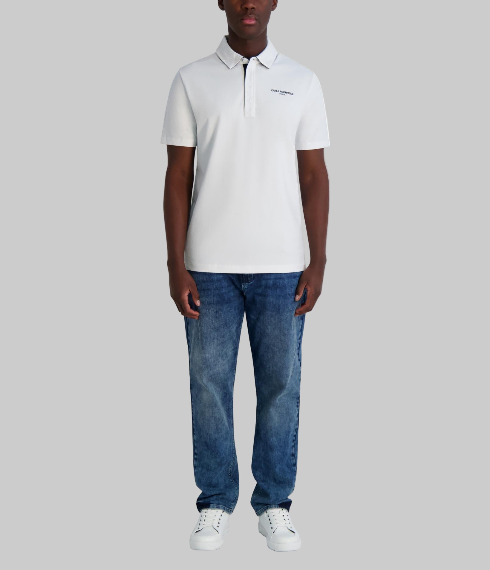 LOGO POLO WITH PLACKET DETAIL VIEW 4 | Men's Tees & Polos