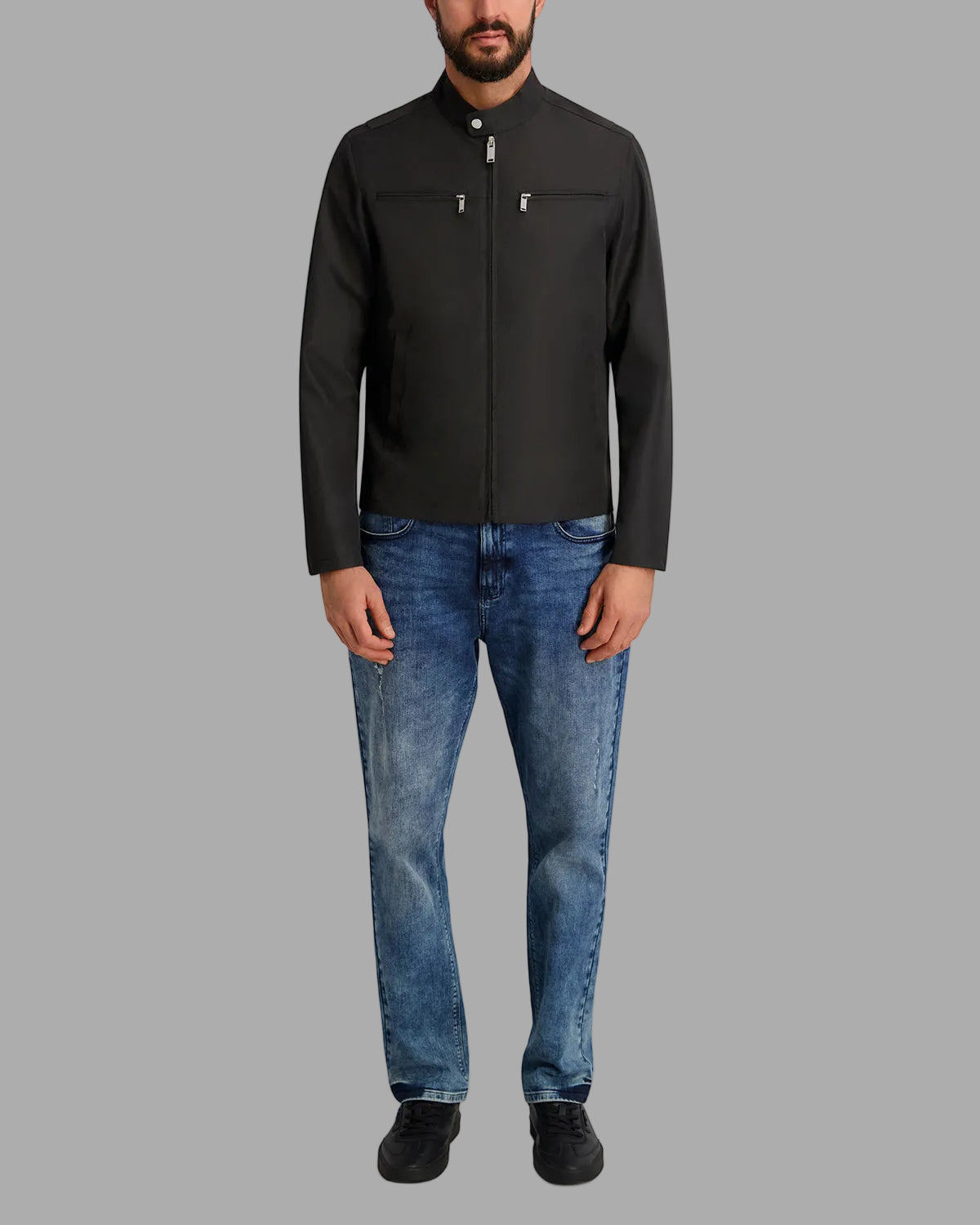 ZIP FRONT RACER JACKET WITH CHEST POCKETS VIEW 4 | Men's Clothing