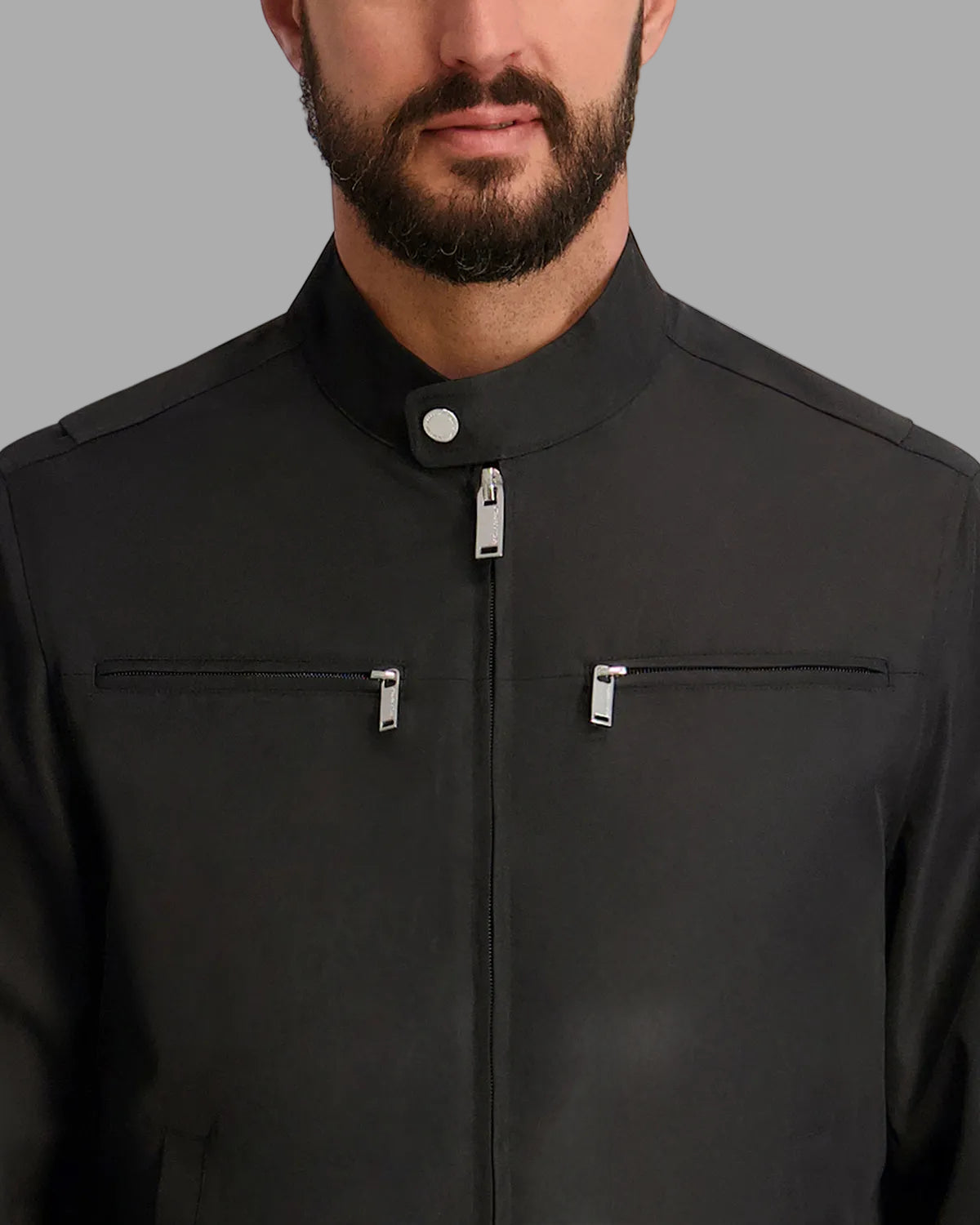 ZIP FRONT RACER JACKET WITH CHEST POCKETS VIEW 5 | Men's Clothing