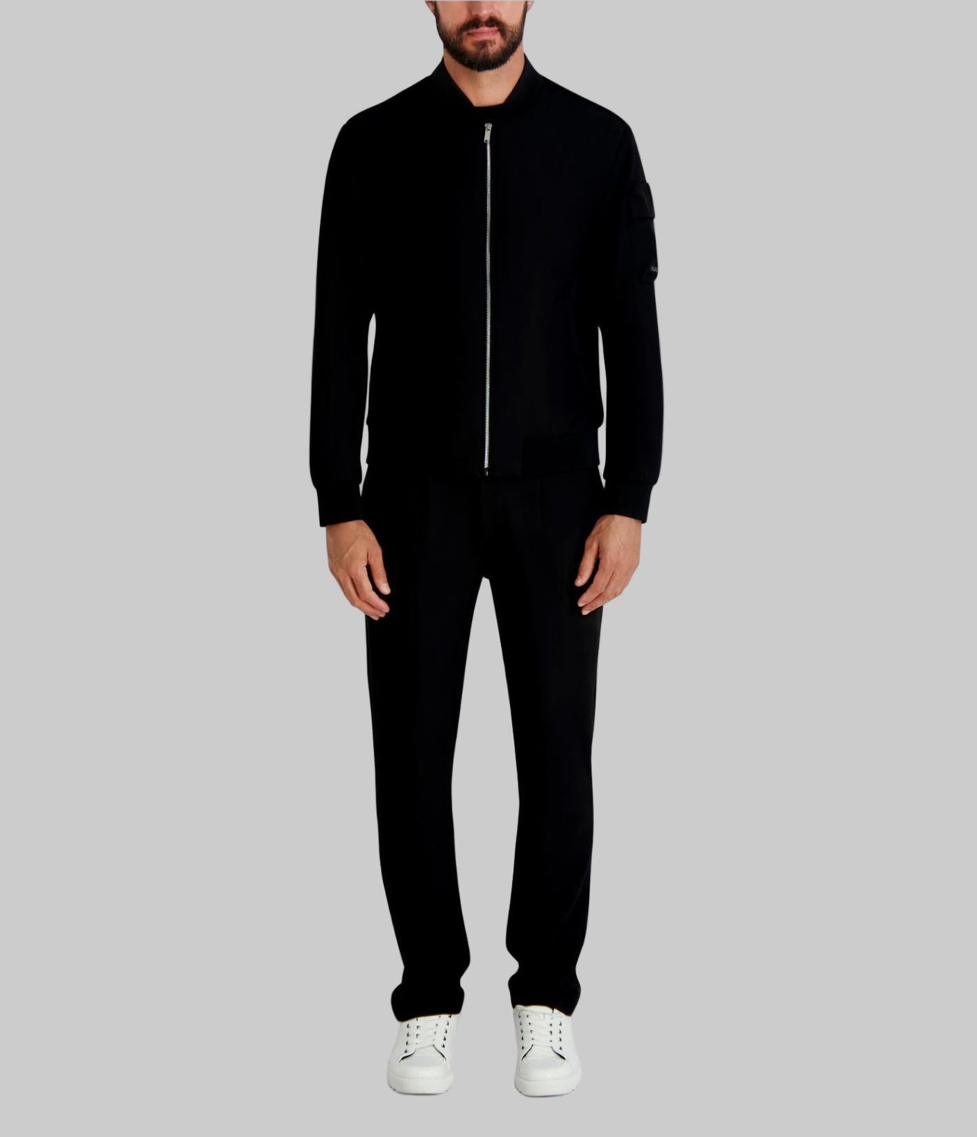 SOLID PONTE ARM POCKET BOMBER VIEW 4
