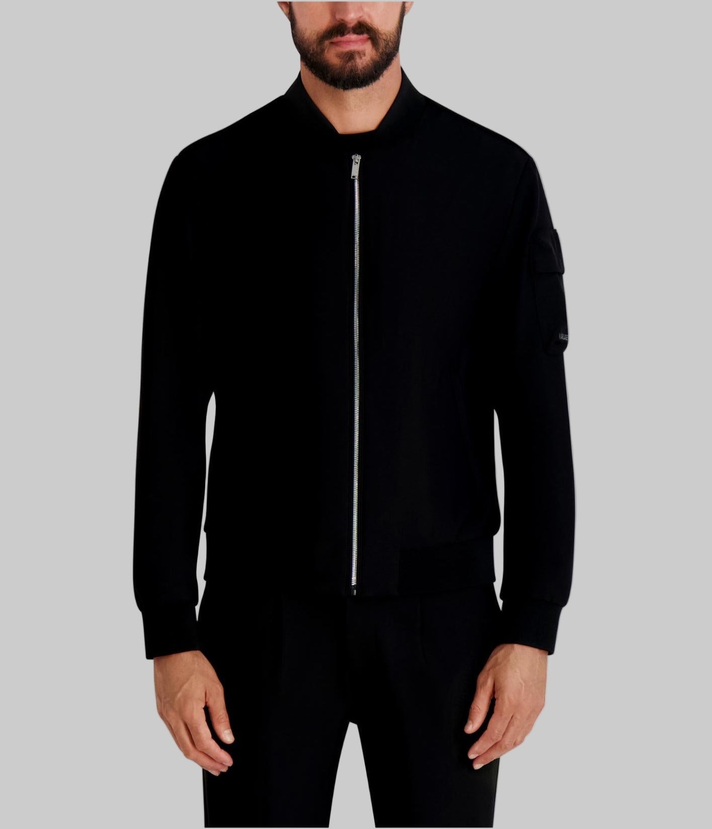 SOLID PONTE ARM POCKET BOMBER VIEW 1