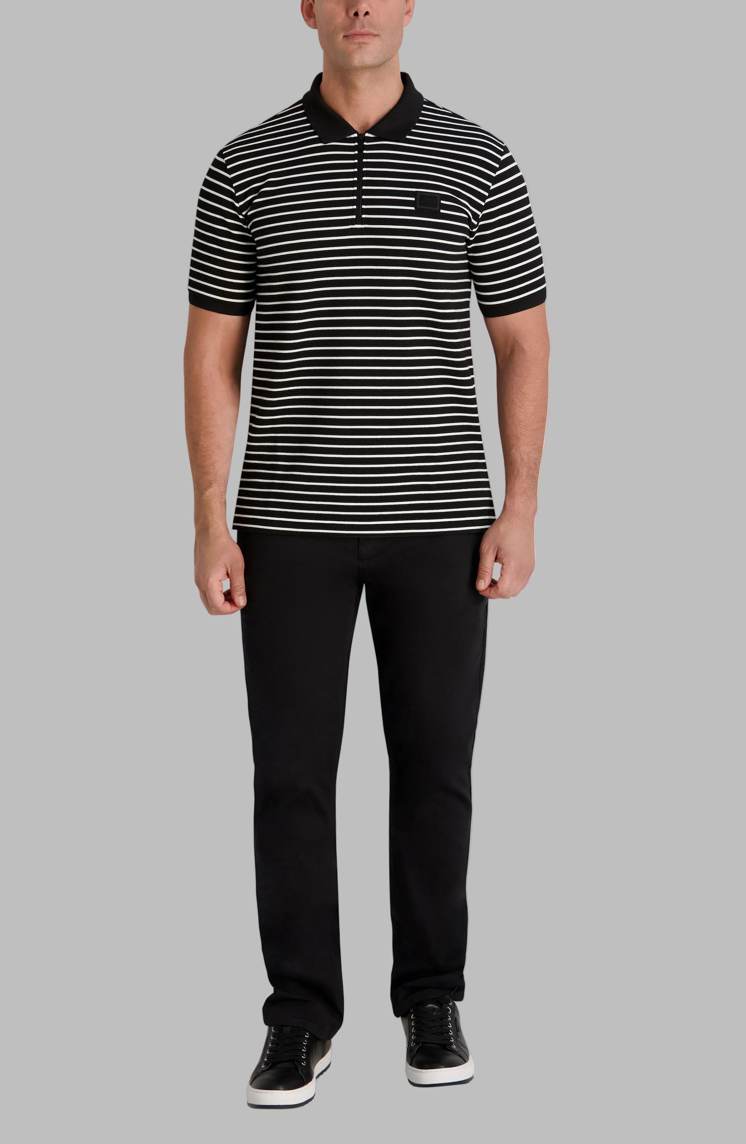 Striped Quarter Zip Performance Polo | Tees & Polos | Karl