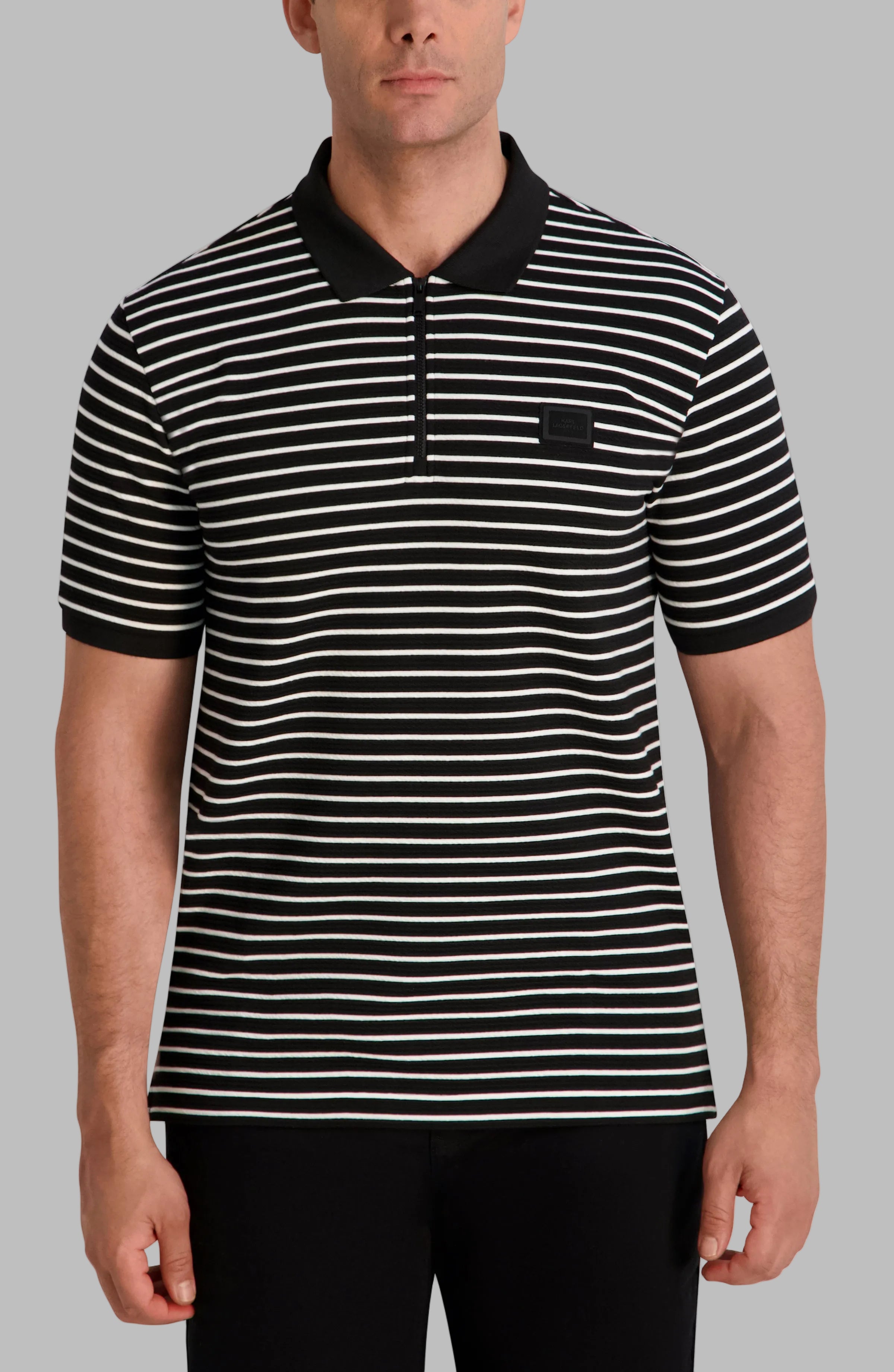 Striped Quarter Zip Performance Polo | Tees & Polos | Karl