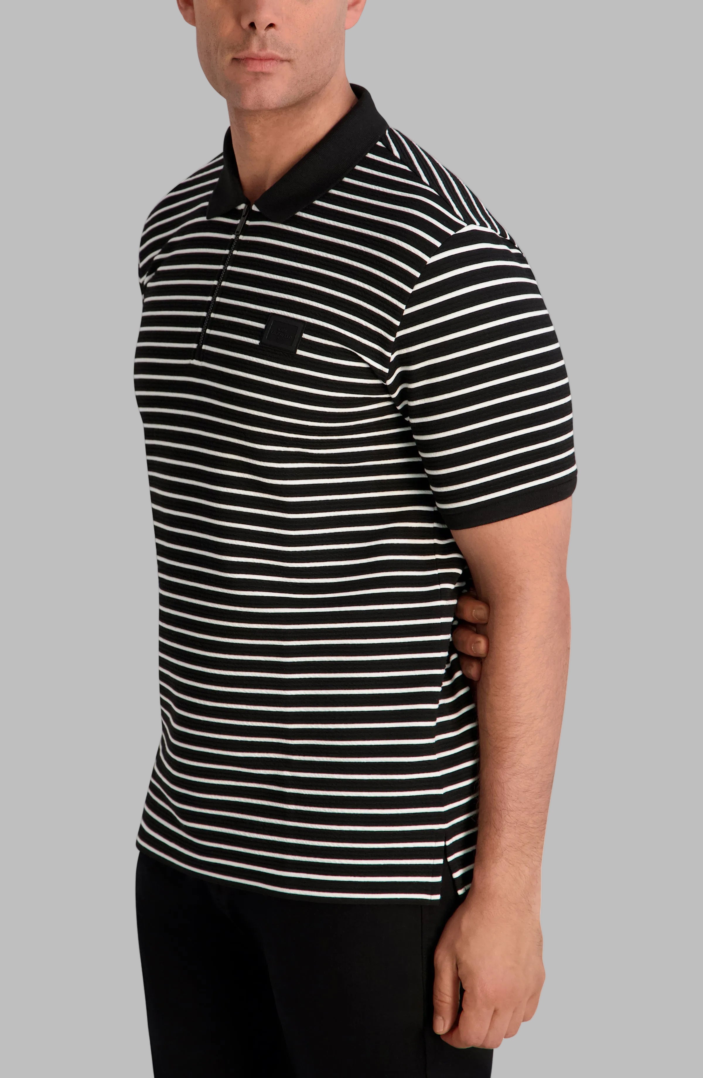 STRIPED QUARTER ZIP PERFORMANCE POLO VIEW 3 | Men's Tees & Polos