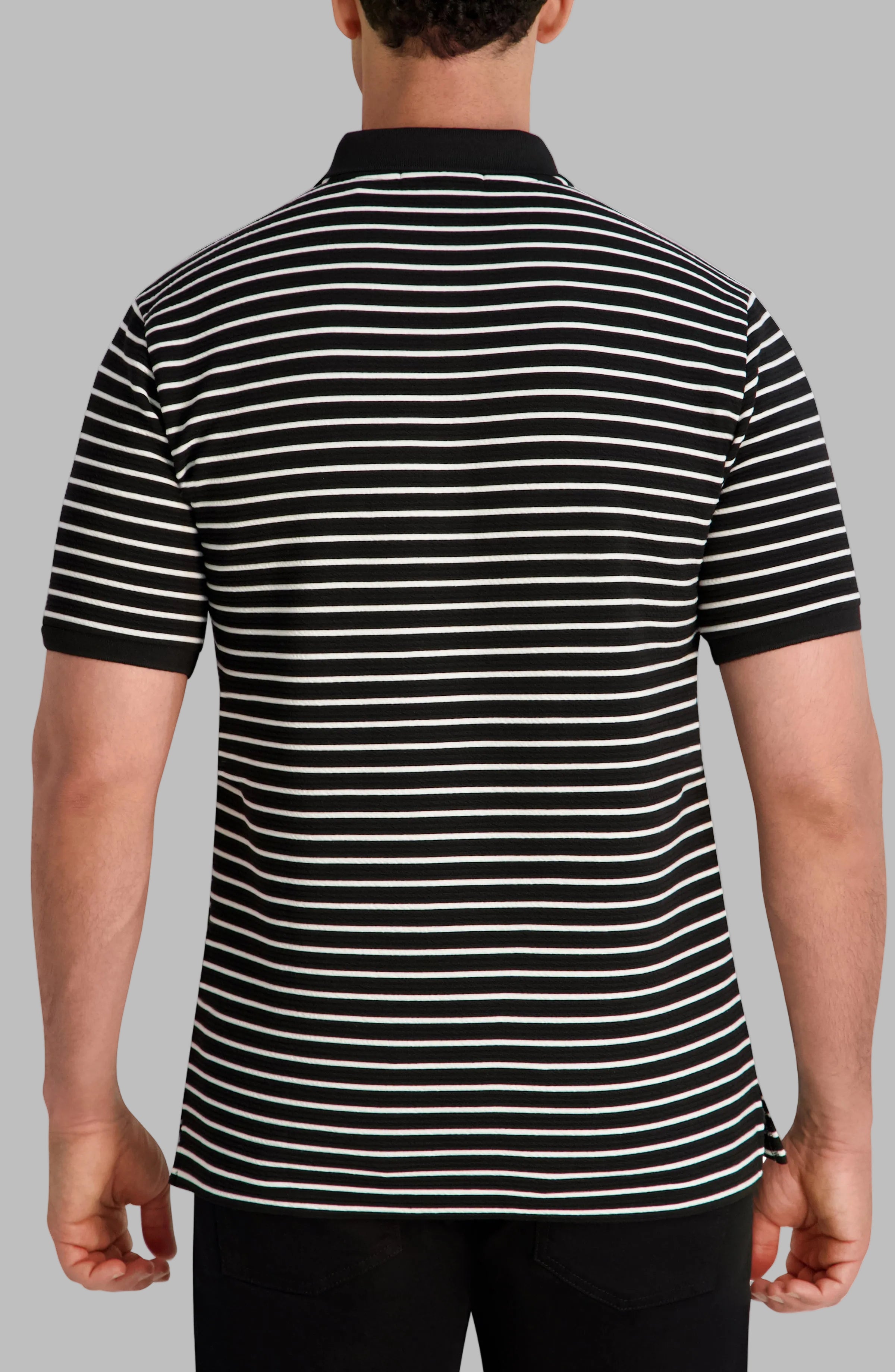 STRIPED QUARTER ZIP PERFORMANCE POLO View 2 | Men's Clothing