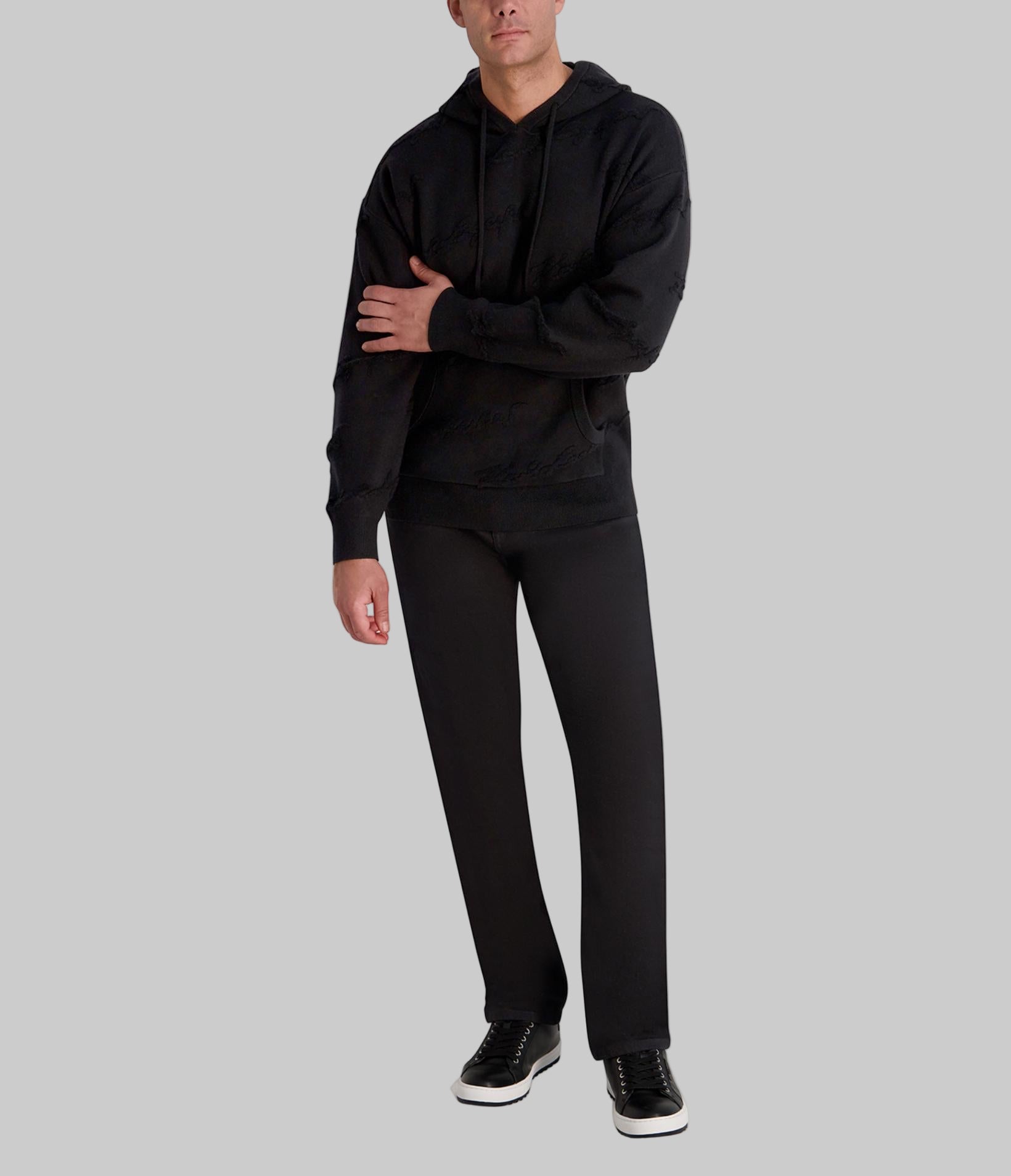 SWEATER HOODIE WITH TONAL CHENILLE SIGNATURE VIEW 6 | Men's Sale