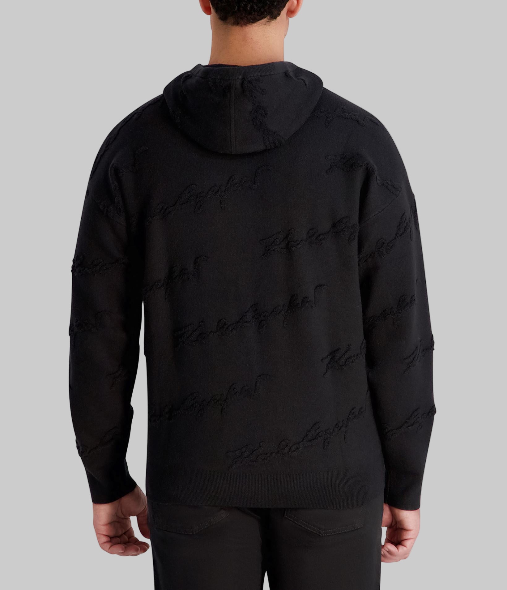 SWEATER HOODIE WITH TONAL CHENILLE SIGNATURE View 2 | Men's Sale