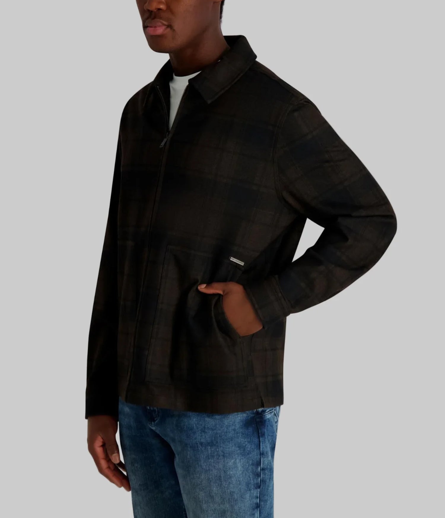 LONG SLEEVE ZIP FRONT SHIRT JACKET VIEW 3 | Men's Sweaters & Shirts