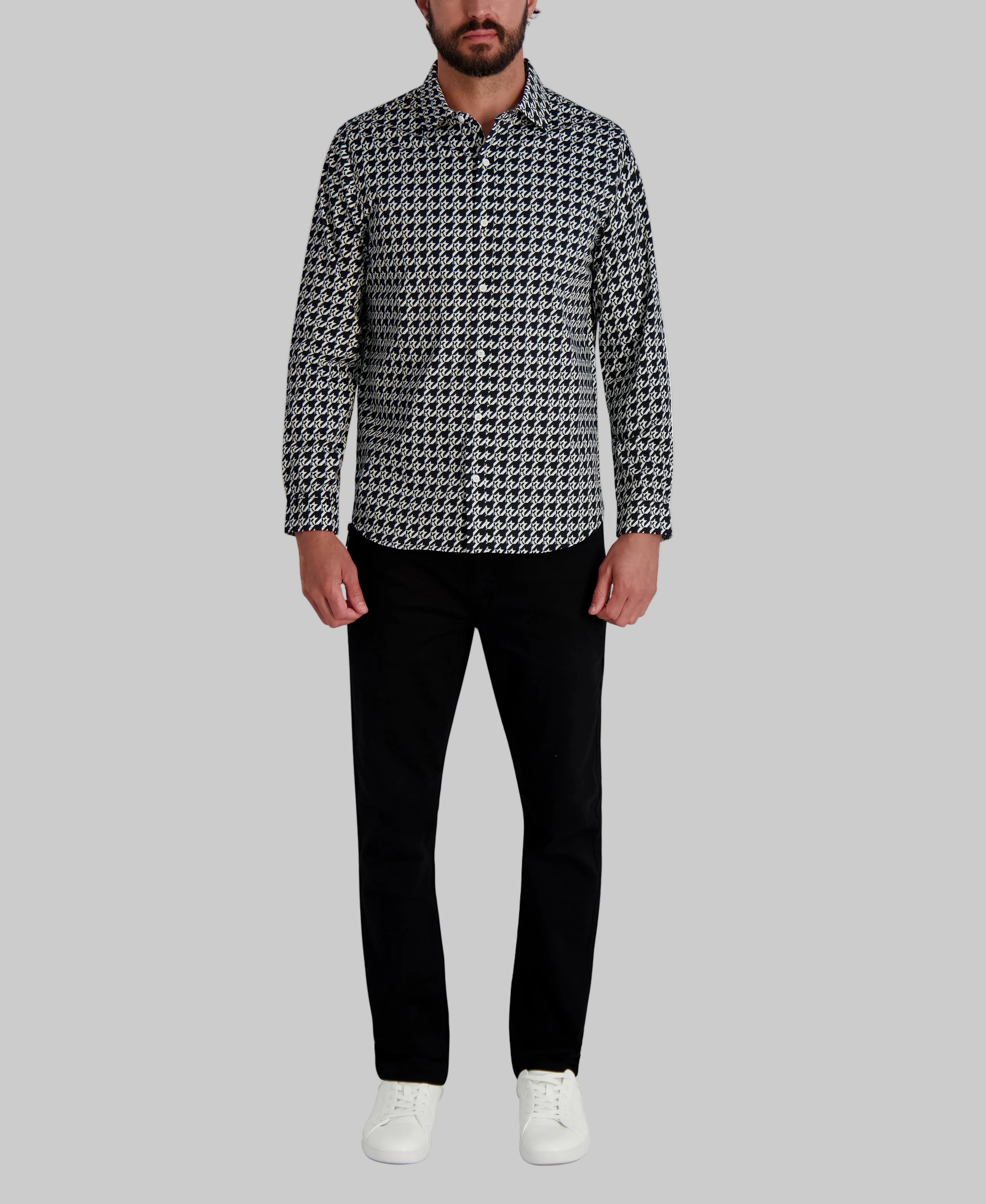 HOUNDSTOOTH KARL LOGO BUTTON UP SHIRT VIEW 4