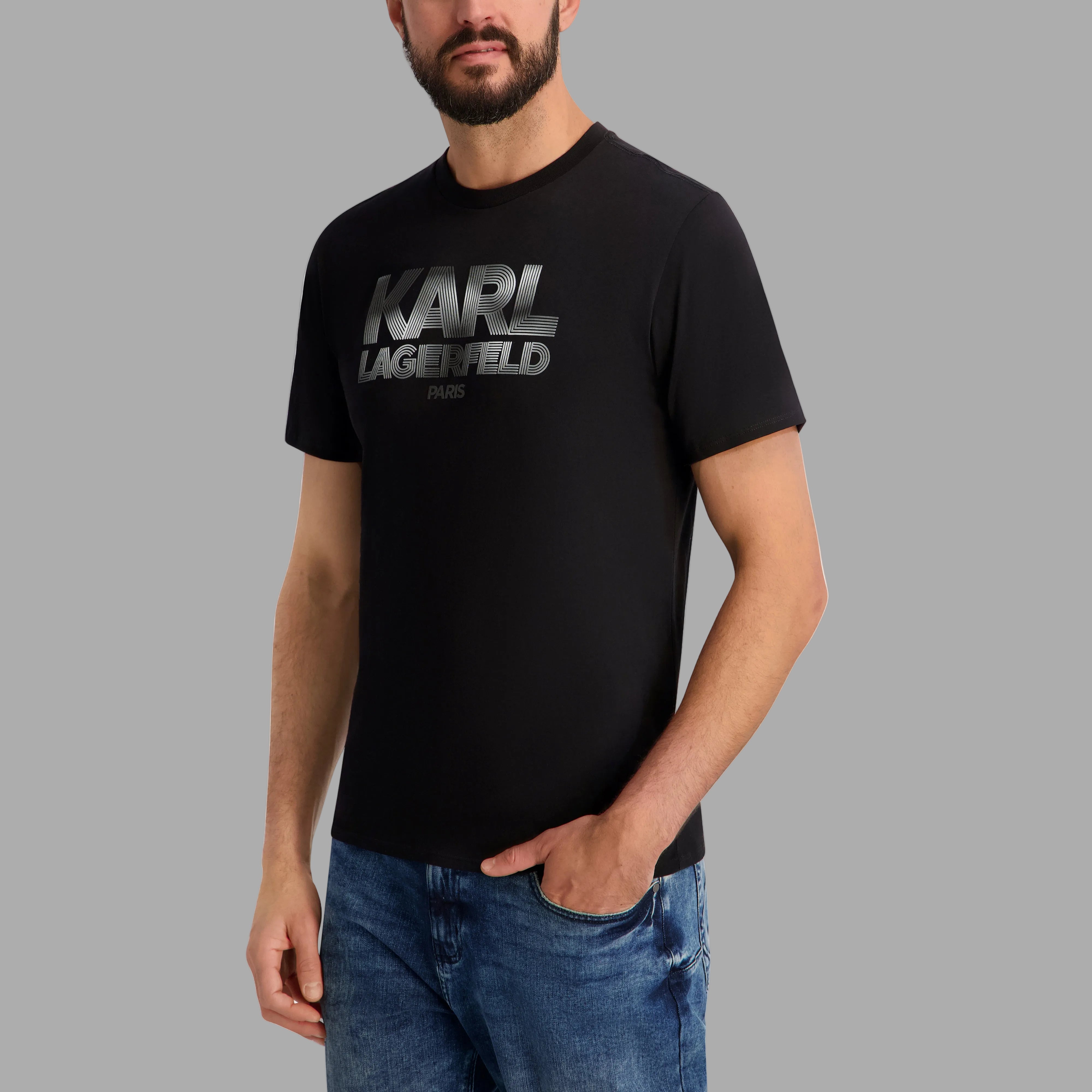 RUBBERIZED LARGE KARL LOGO GRAPHIC TEE VIEW 3 | Men's Clothing