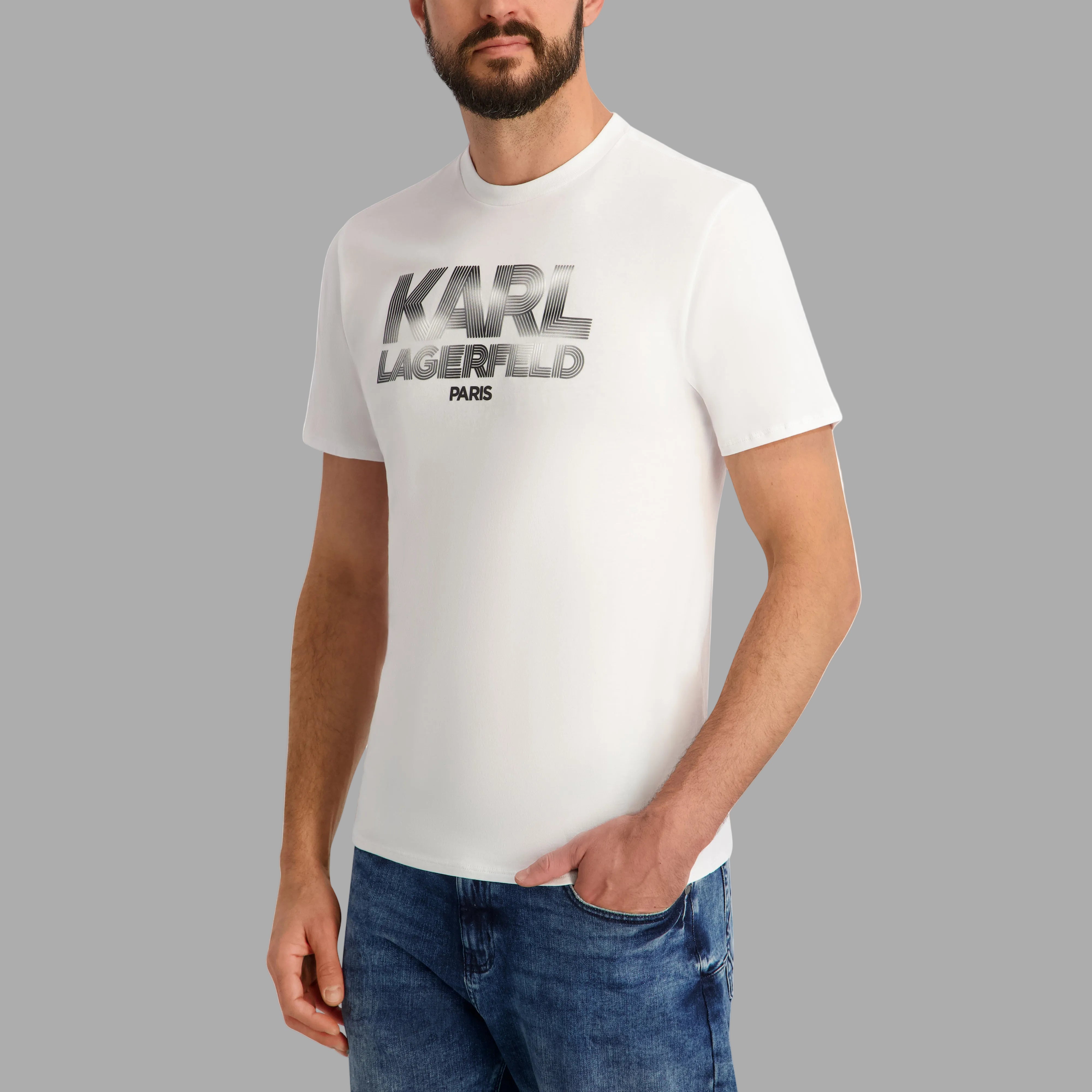 RUBBERIZED LARGE KARL LOGO GRAPHIC TEE VIEW 3 | Men's Clothing