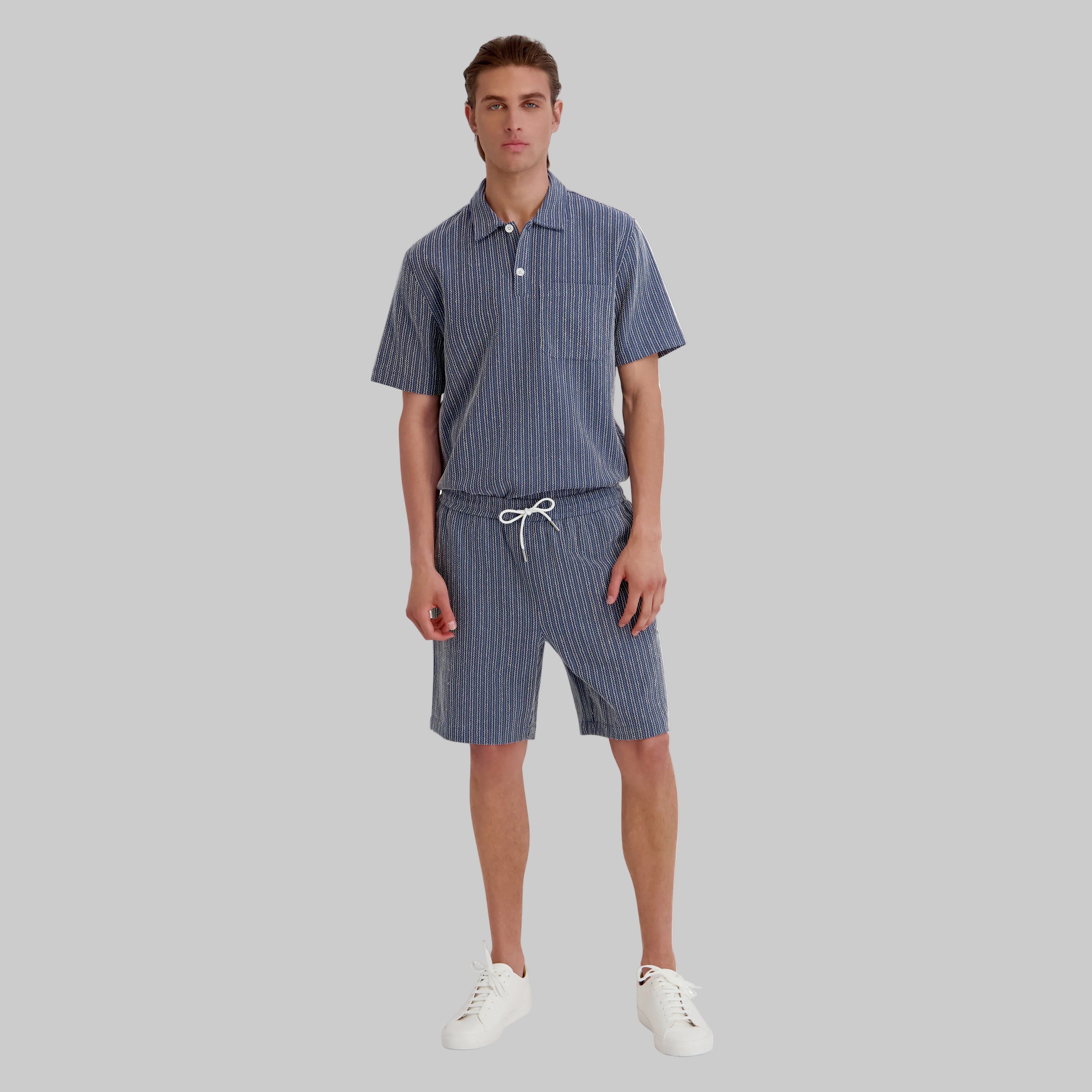 TEXTURE STRIPED DRAWSTRING SHORT VIEW 4