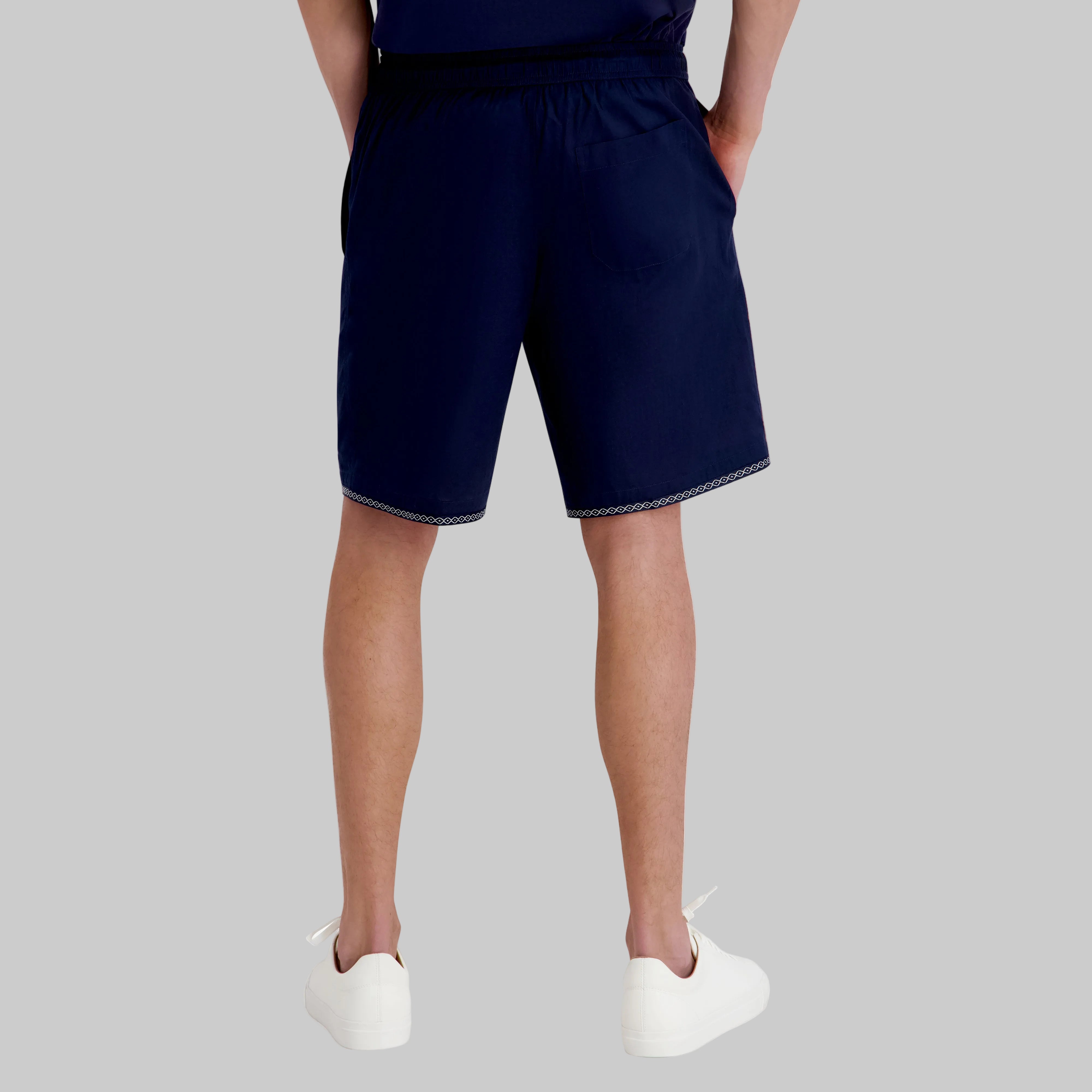 COTTON DRAWSTRING SHORT WITH ABSTRACT PIPING VIEW 2