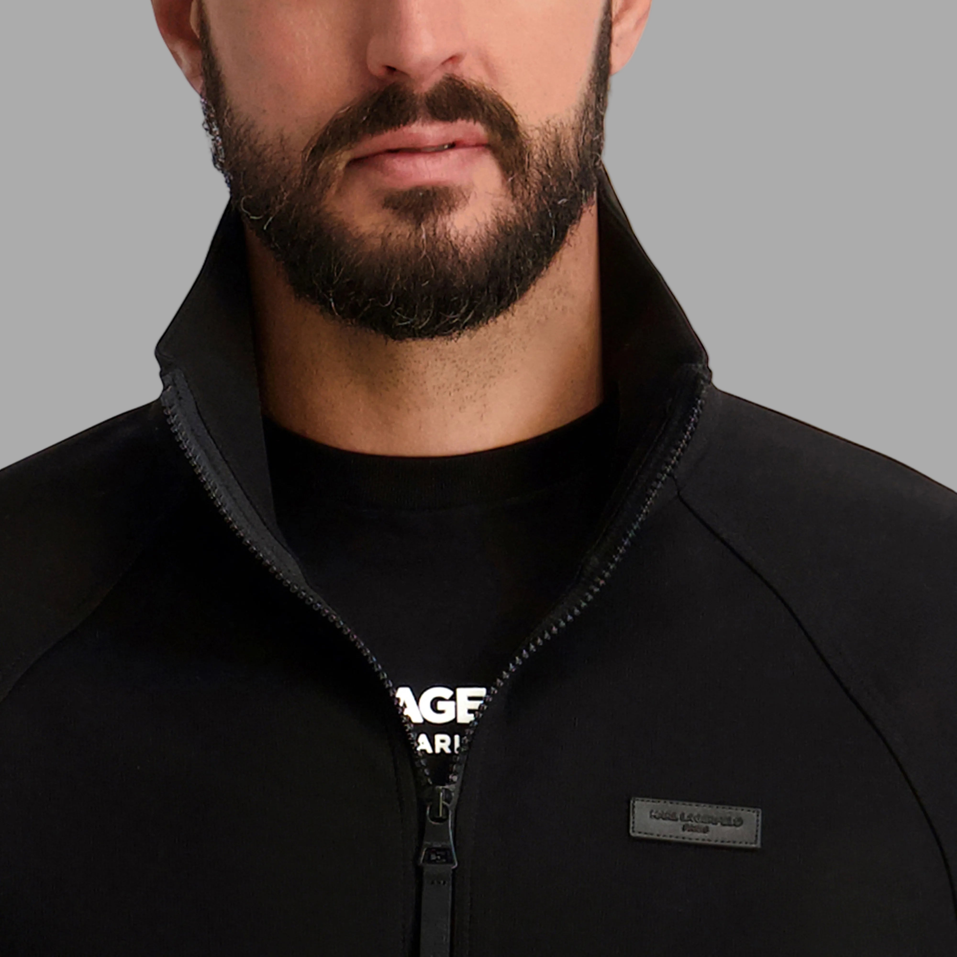 PONTE TRACK JACKET WITH LEATHER LOGO PATCH VIEW 5 | Men's Coats & Jackets