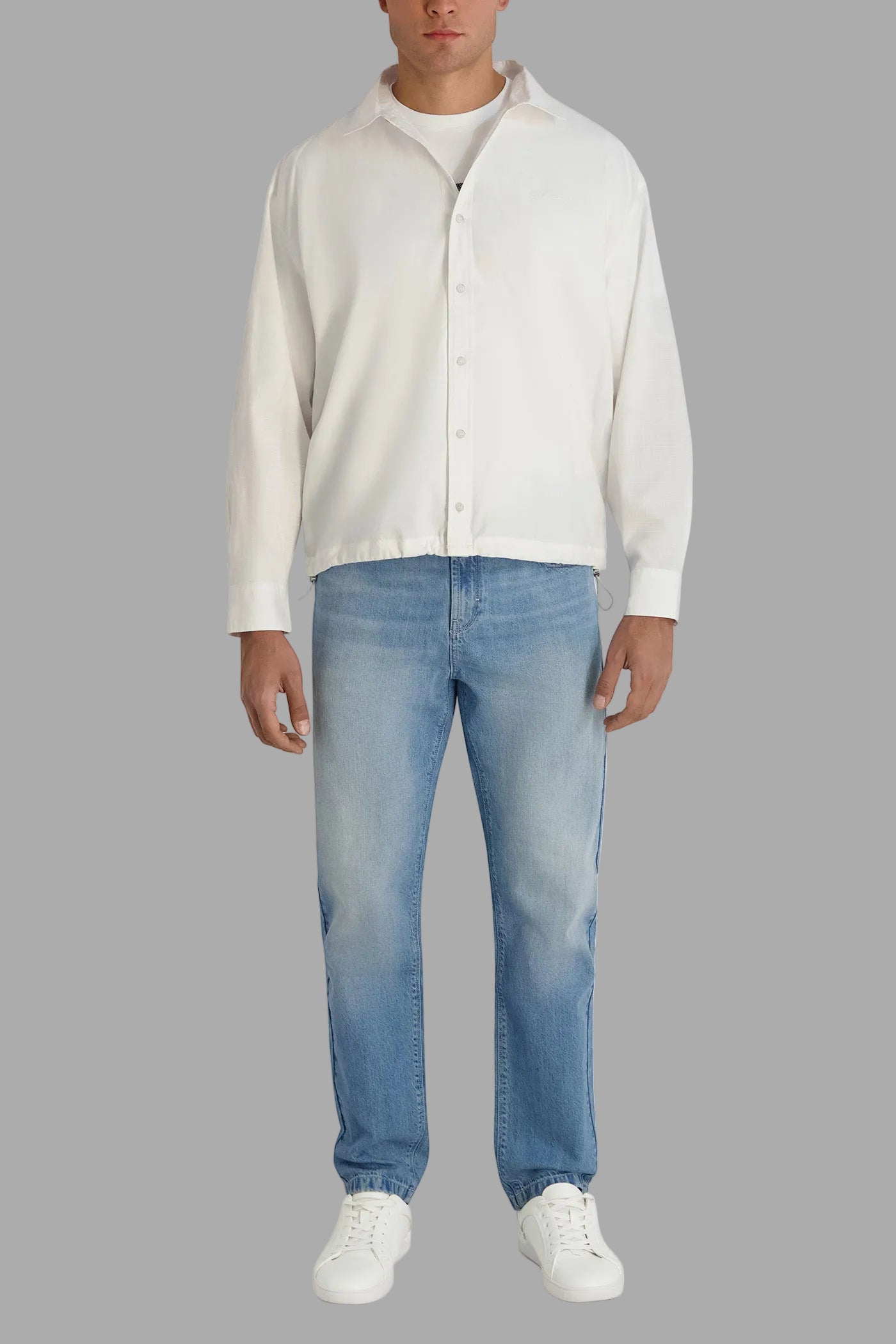 Bungee Hem Woven Shirt | Sweaters & Shirts | Karl Lagerfeld Paris