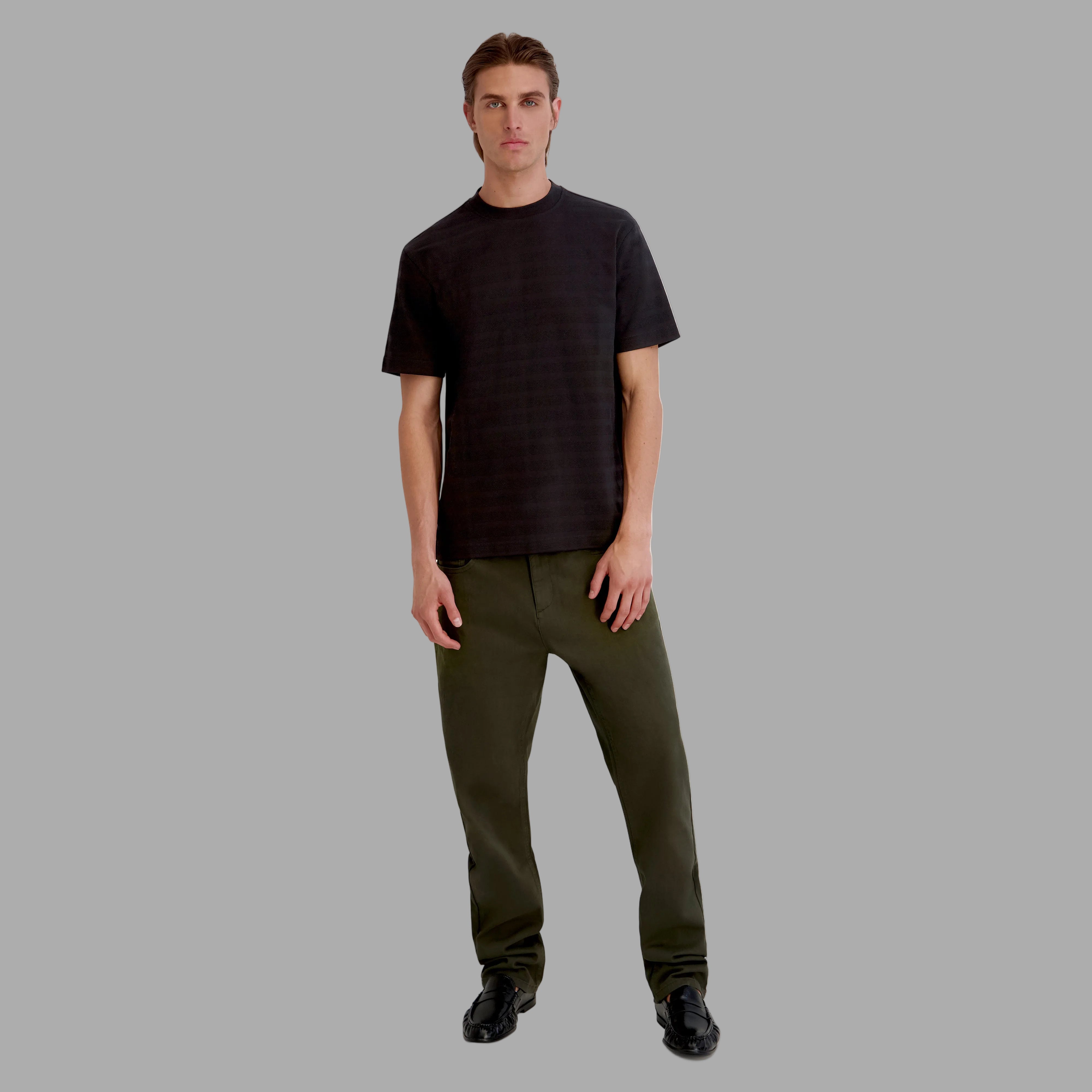 TONAL STRIPED LOGO PATCH TEE VIEW 4 | Men's Clothing