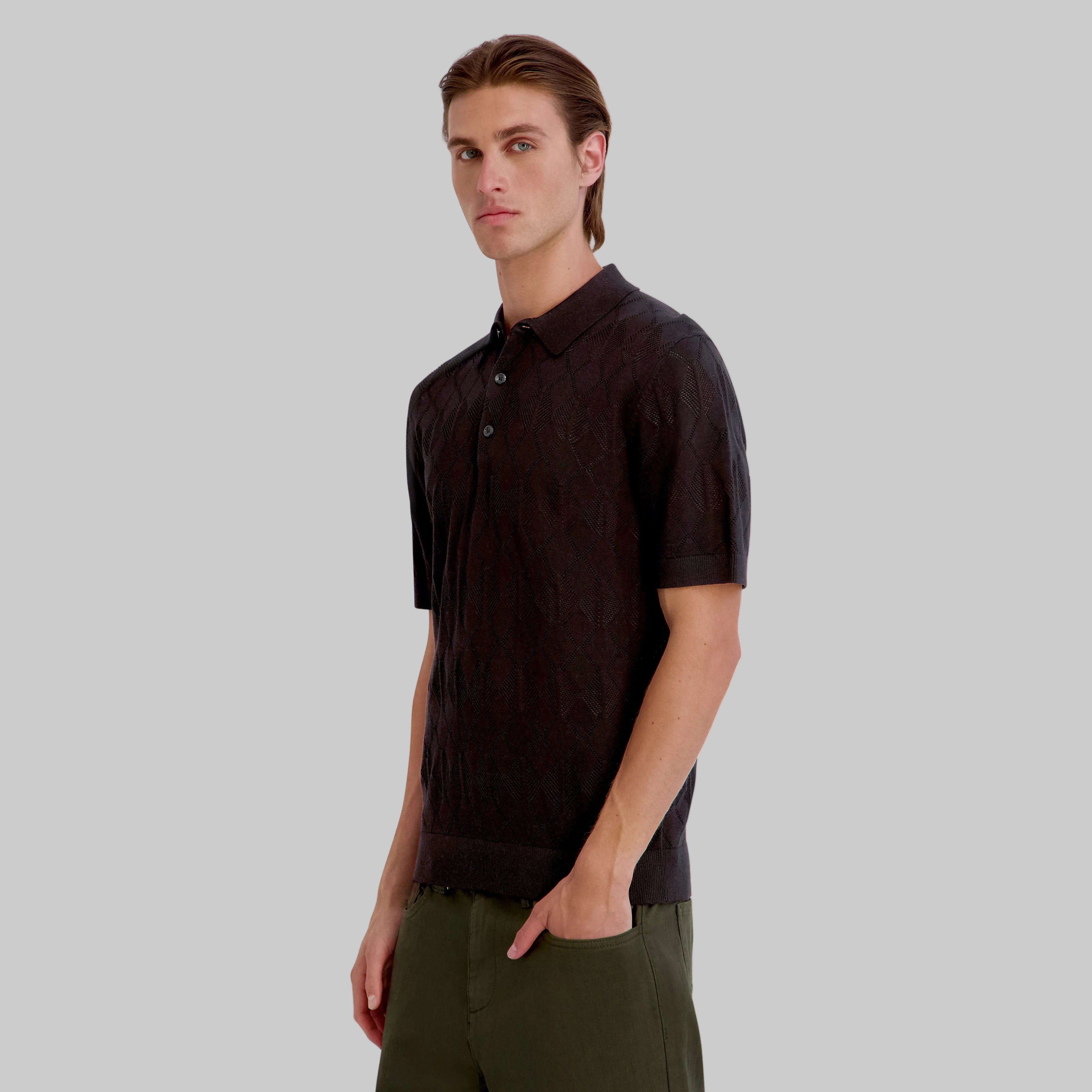 DIAMOND KNIT POLO View 2 | Men's Clothing